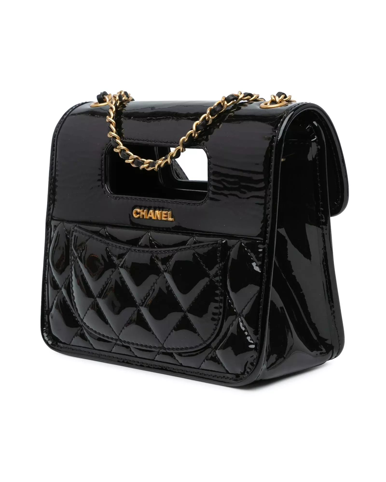 Preloved Patent Leather Quilted Shoulder Bag Wo - Black Messenger alternative image