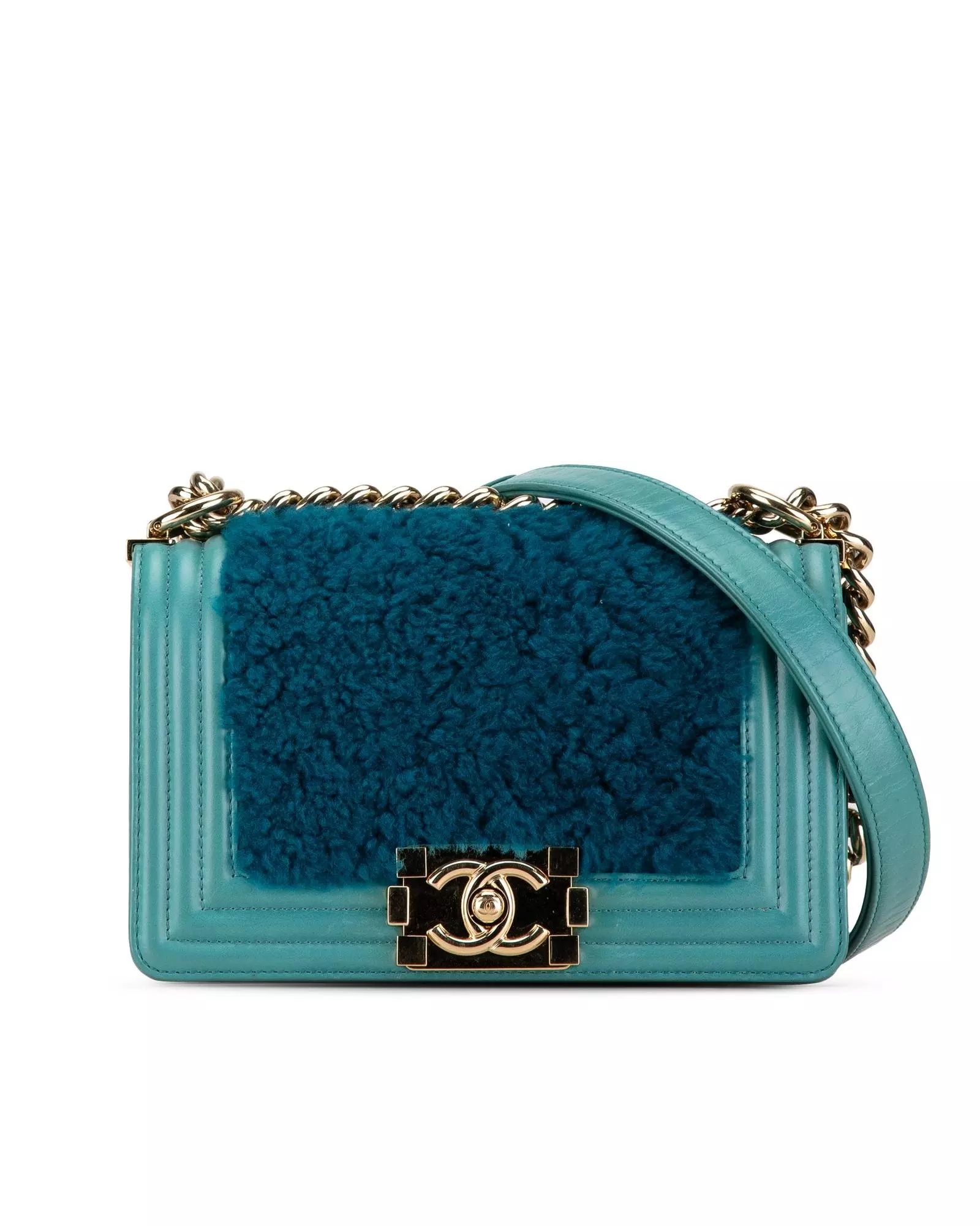 Preloved Boy Crossbody Teal Shearling Wo - Blue Crossbody Bags alternative image