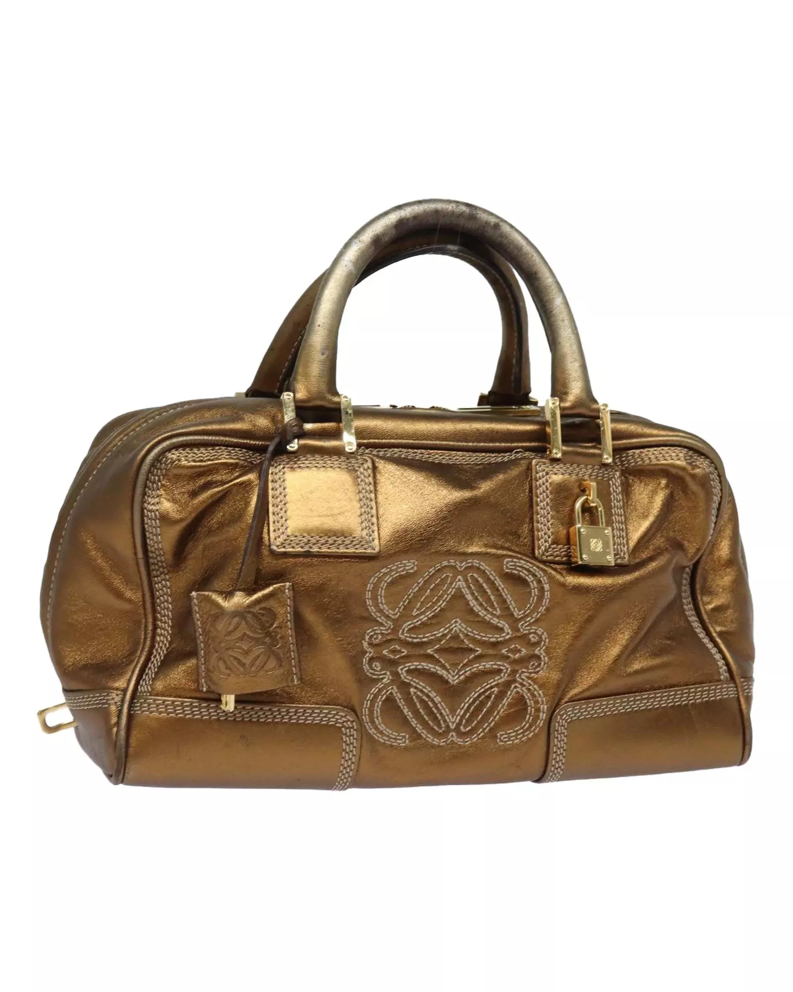 Preloved Amazona Metallic Leather Satchel Wo - Gold Handbags alternative image
