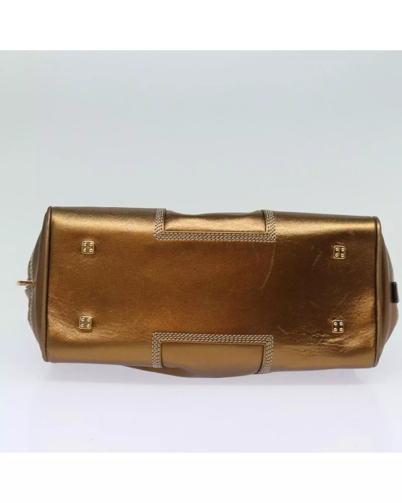 Preloved Amazona Metallic Leather Satchel Wo - Gold Handbags alternative image