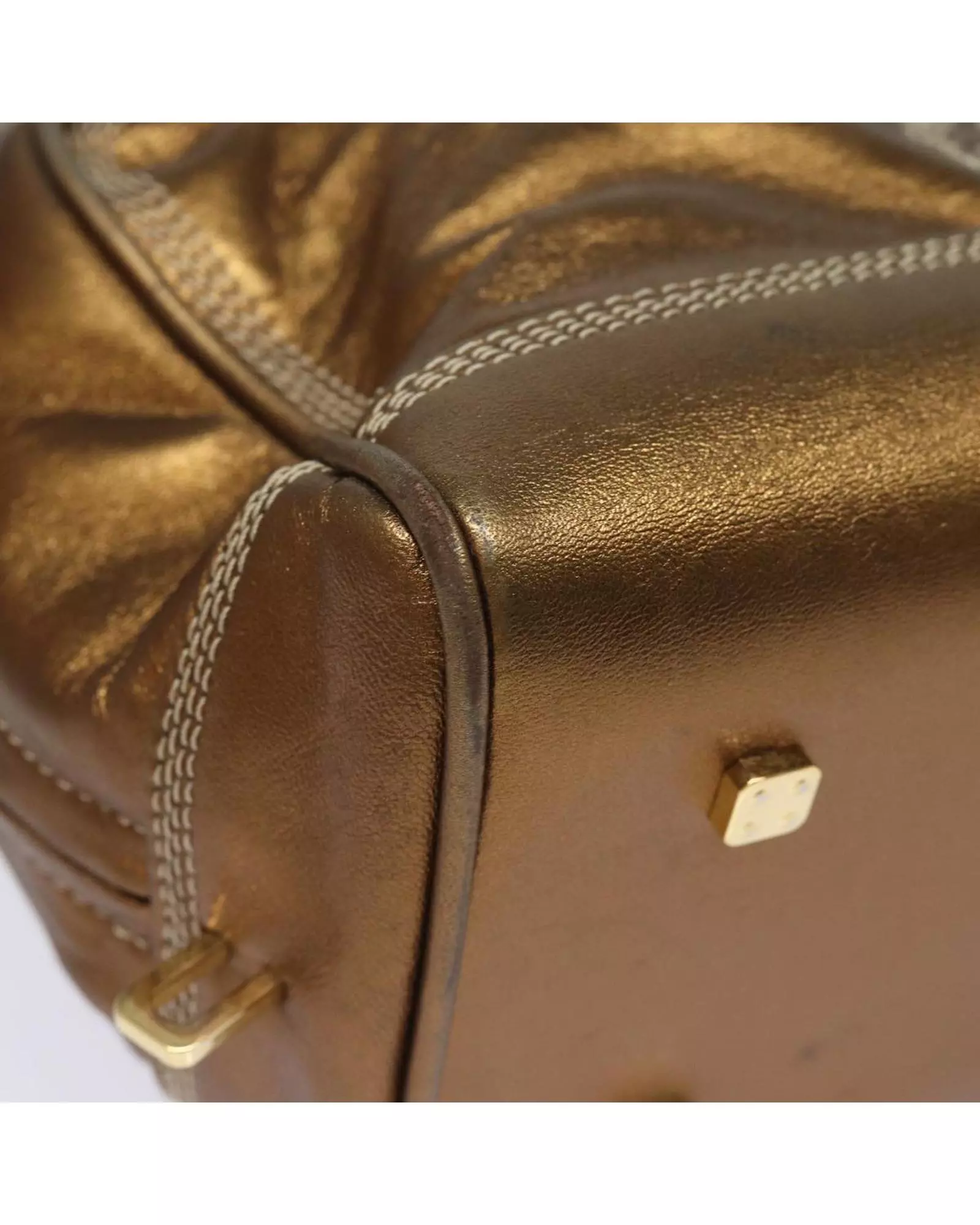 Preloved Amazona Metallic Leather Satchel Wo - Gold Handbags alternative image