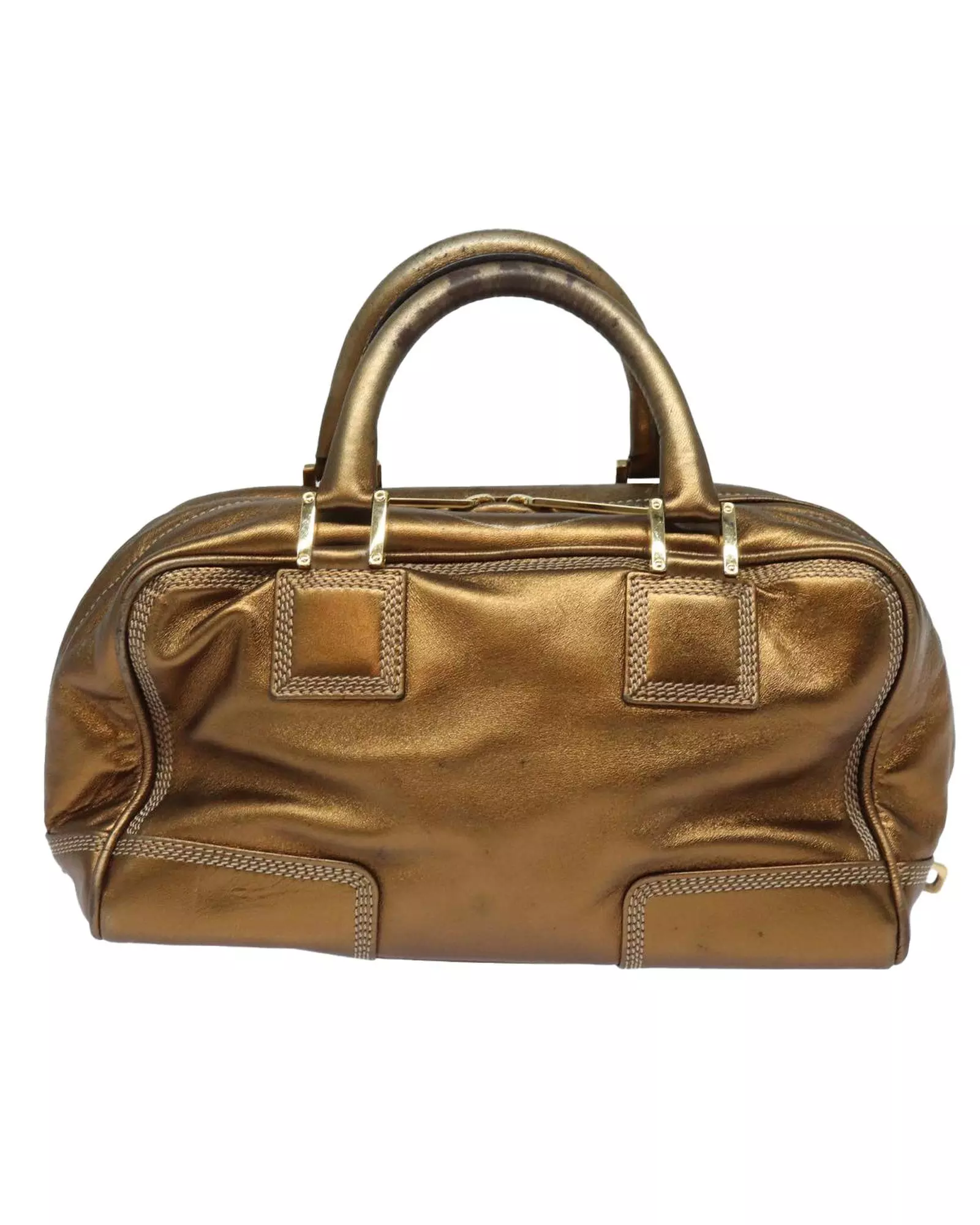 Preloved Amazona Metallic Leather Satchel Wo - Gold Handbags alternative image