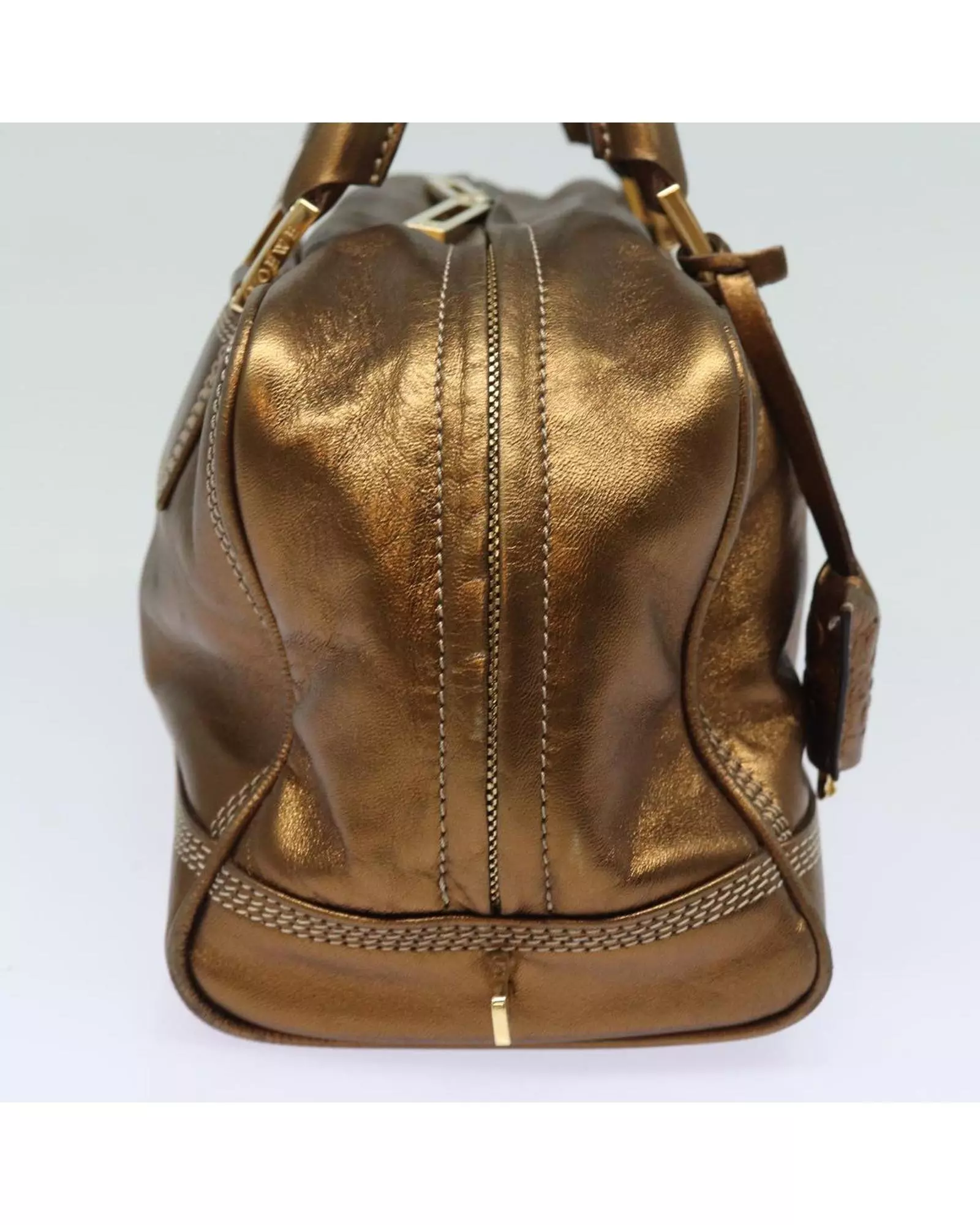 Preloved Amazona Metallic Leather Satchel Wo - Gold Handbags alternative image