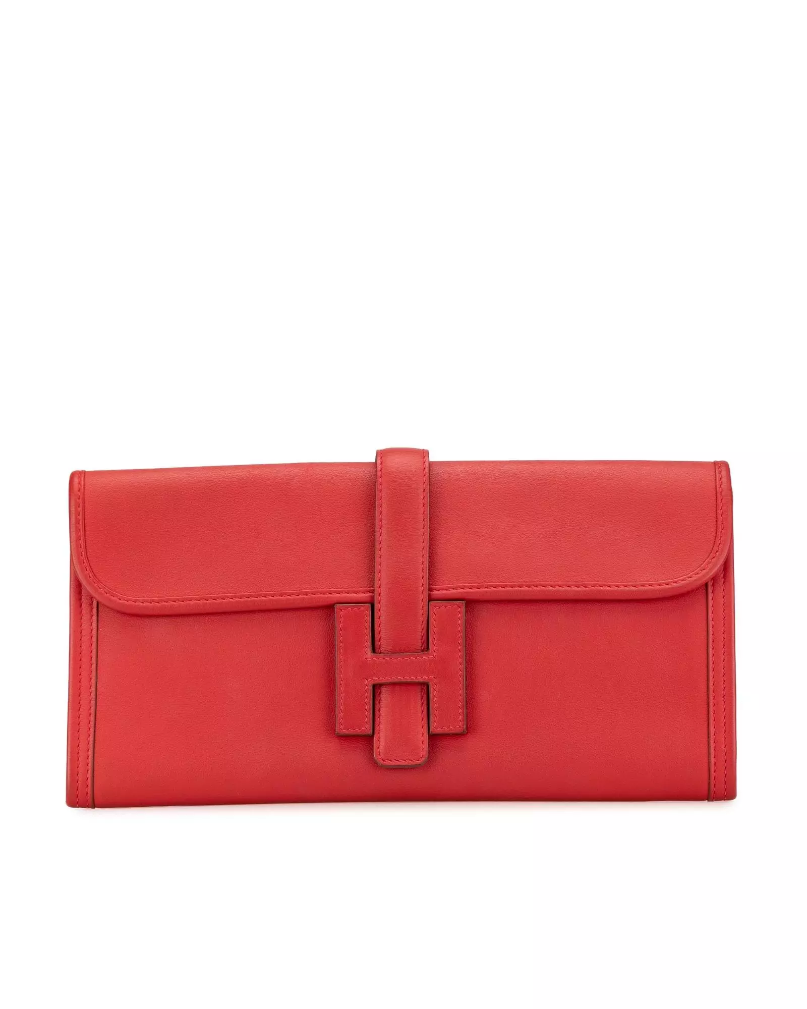 Preloved Haut Courroies Clutch Red Leather Women Clutch Bags alternative image
