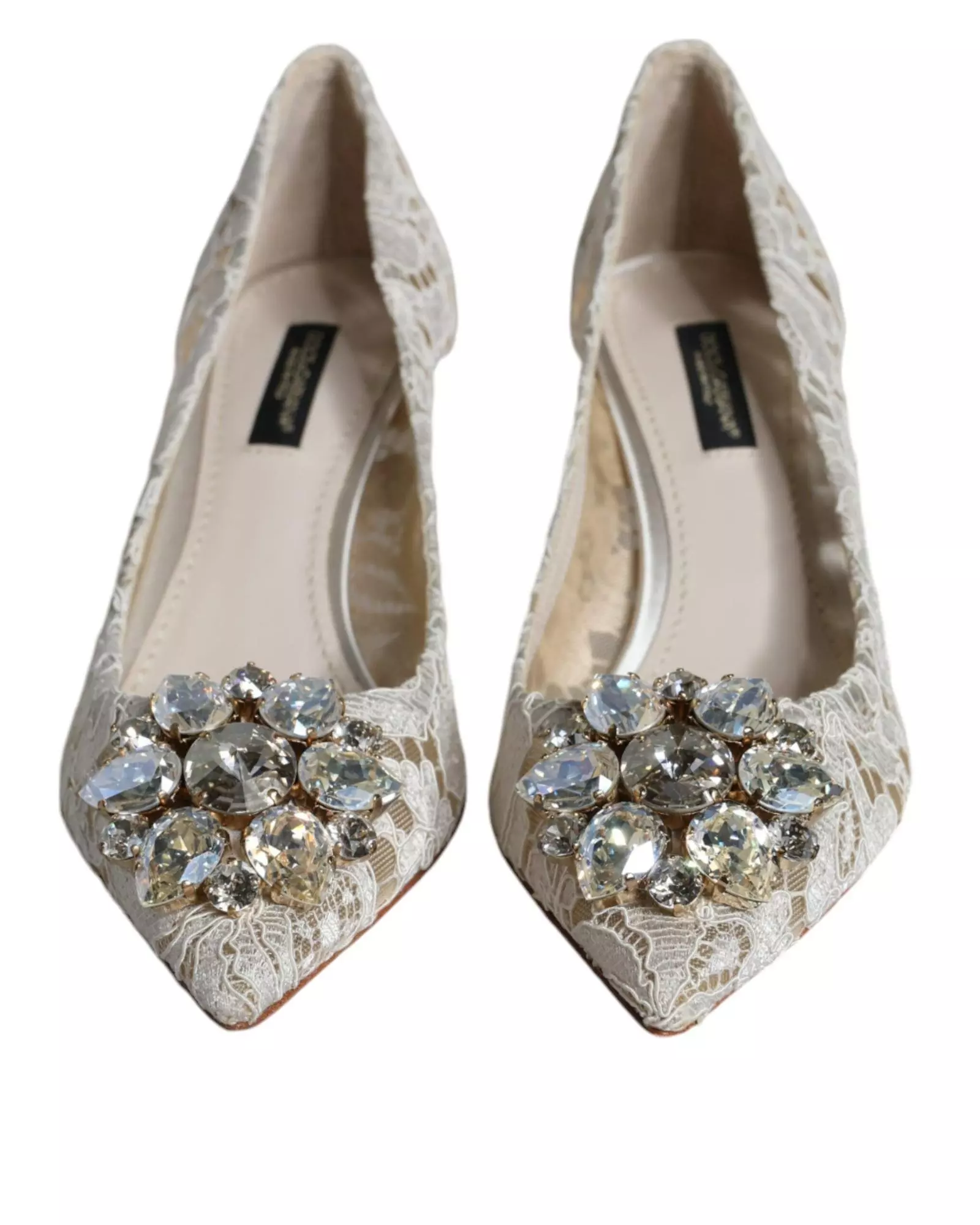 Lace Pumps Embellished Heels Wo - White alternative image