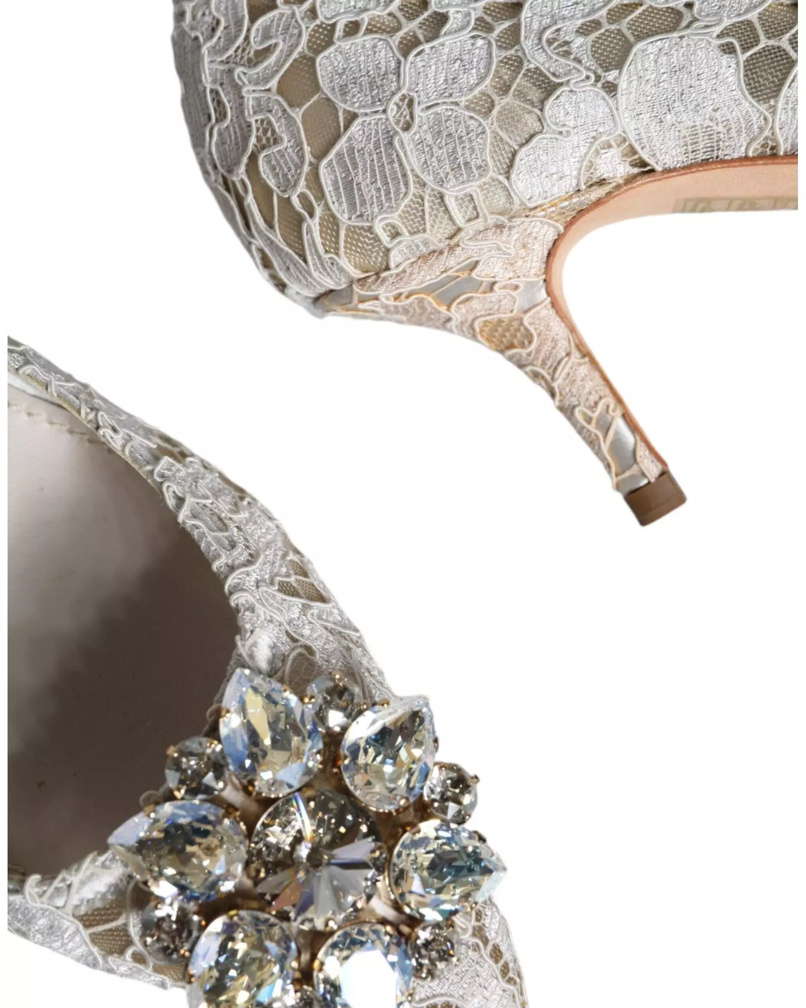 Lace Pumps Embellished Heels Wo - White alternative image