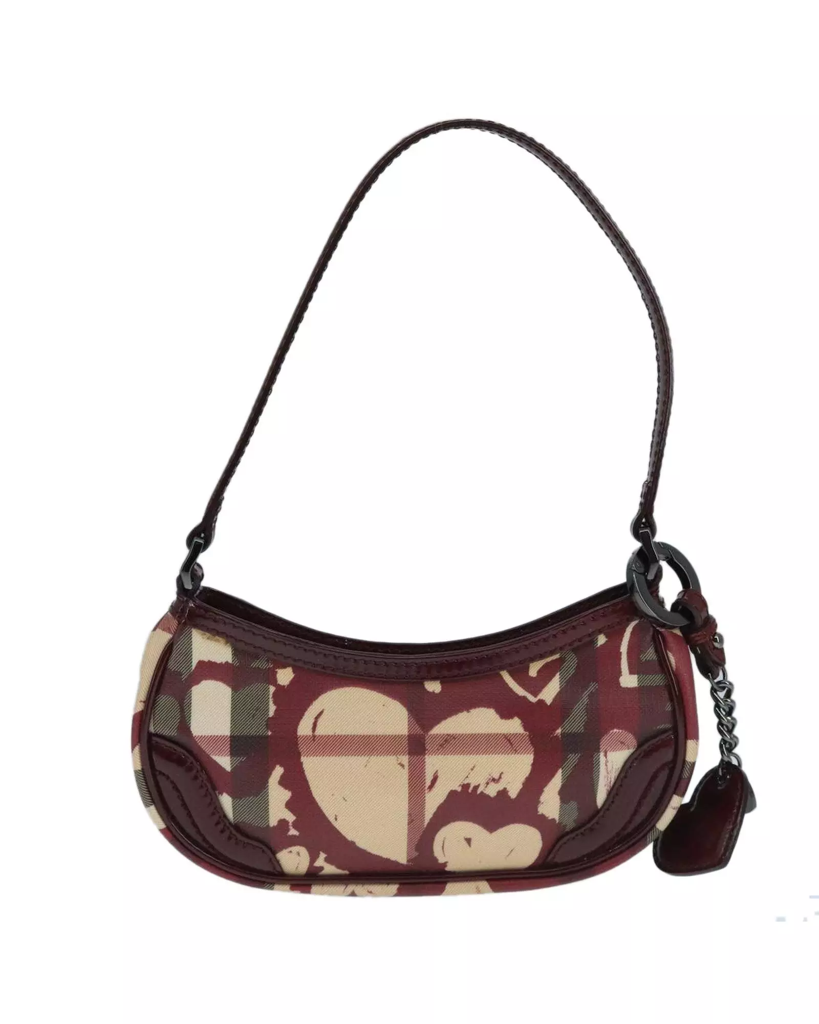 Preloved Heart Print Canvas Mini Bag Wo - Beige Clutch Bags alternative image