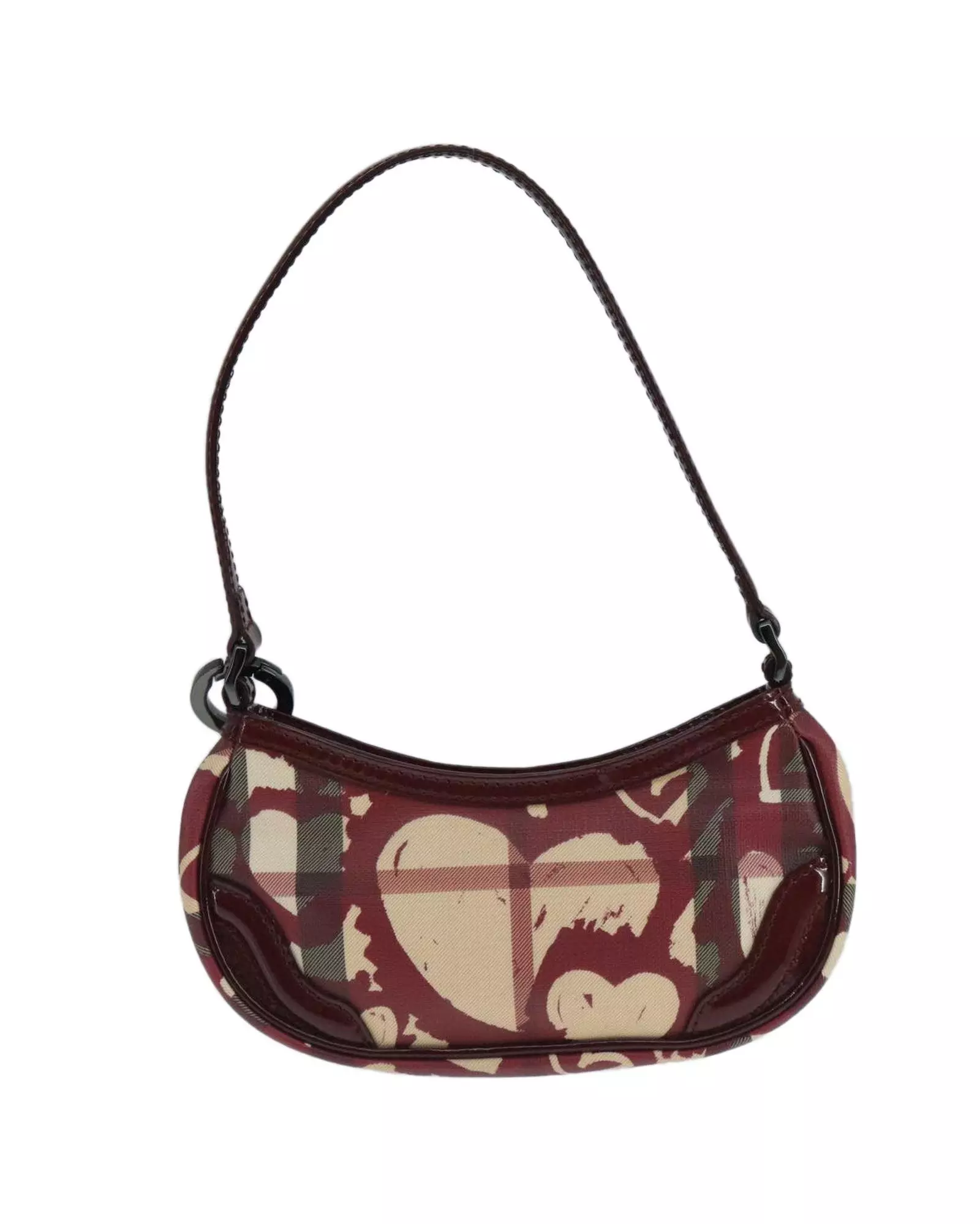 Preloved Heart Print Canvas Mini Bag Wo - Beige Clutch Bags alternative image