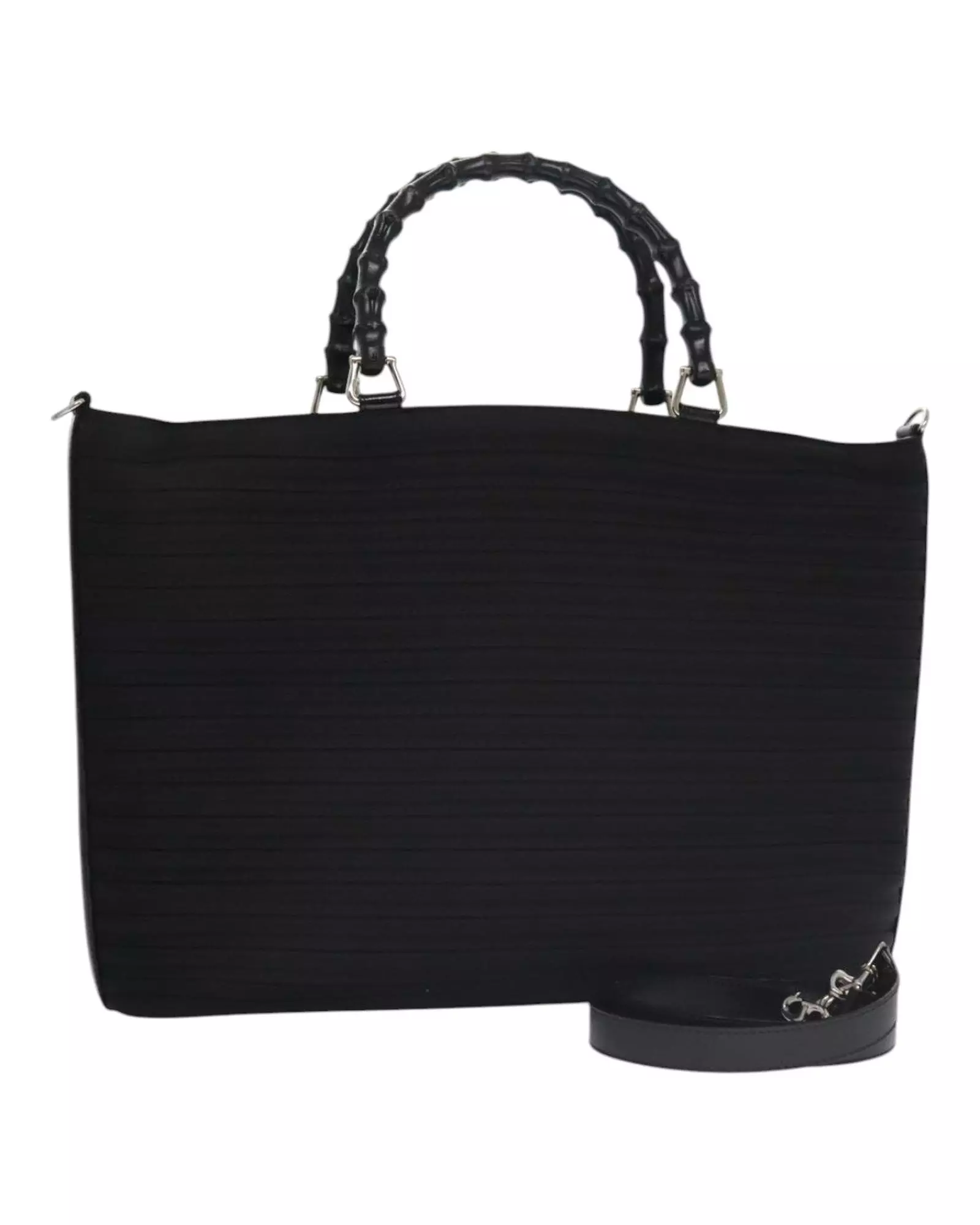 Preloved Bamboo Shopper Tote Black Pleated Women Handbags alternative image