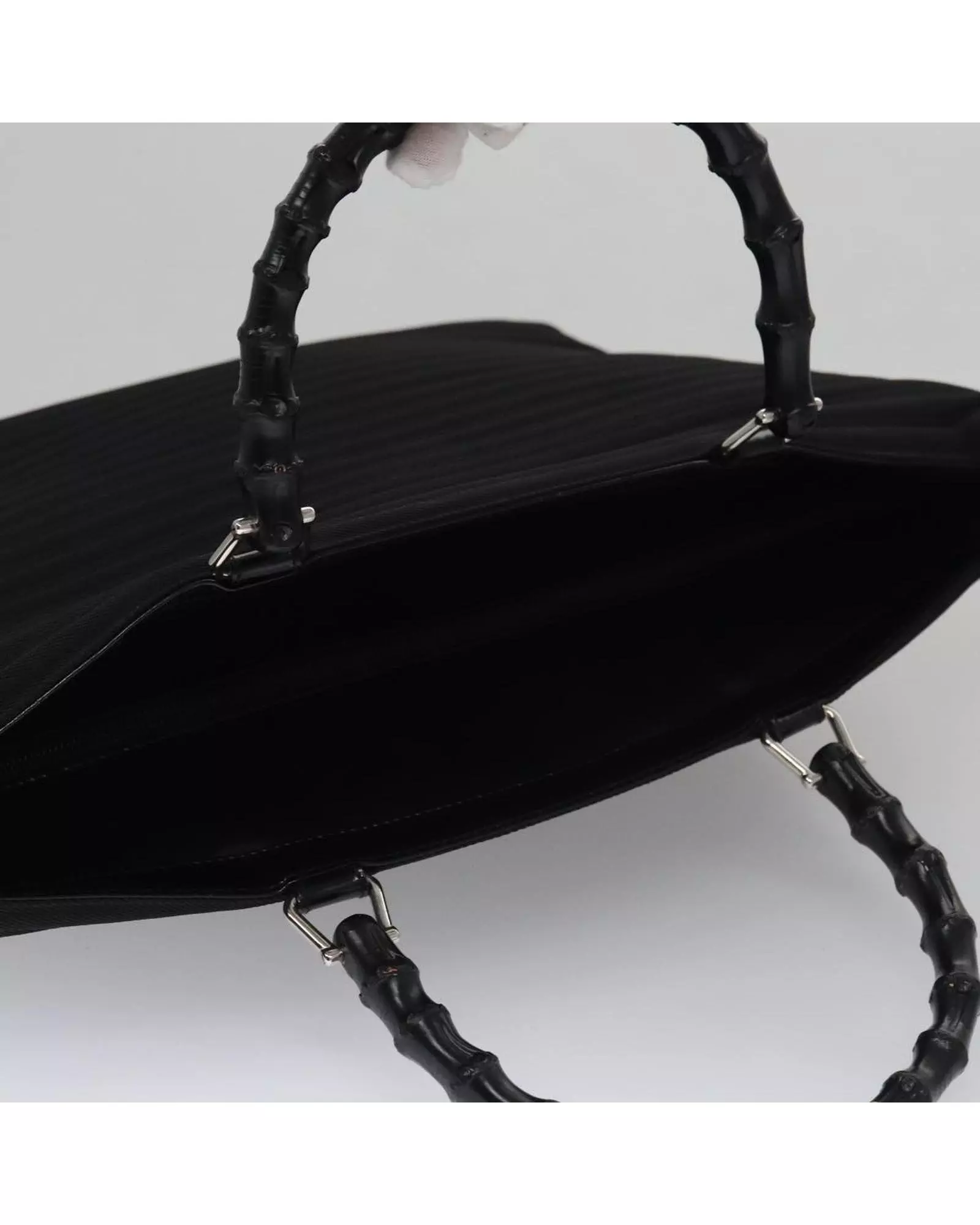 Preloved Bamboo Shopper Tote Black Pleated Women Handbags alternative image