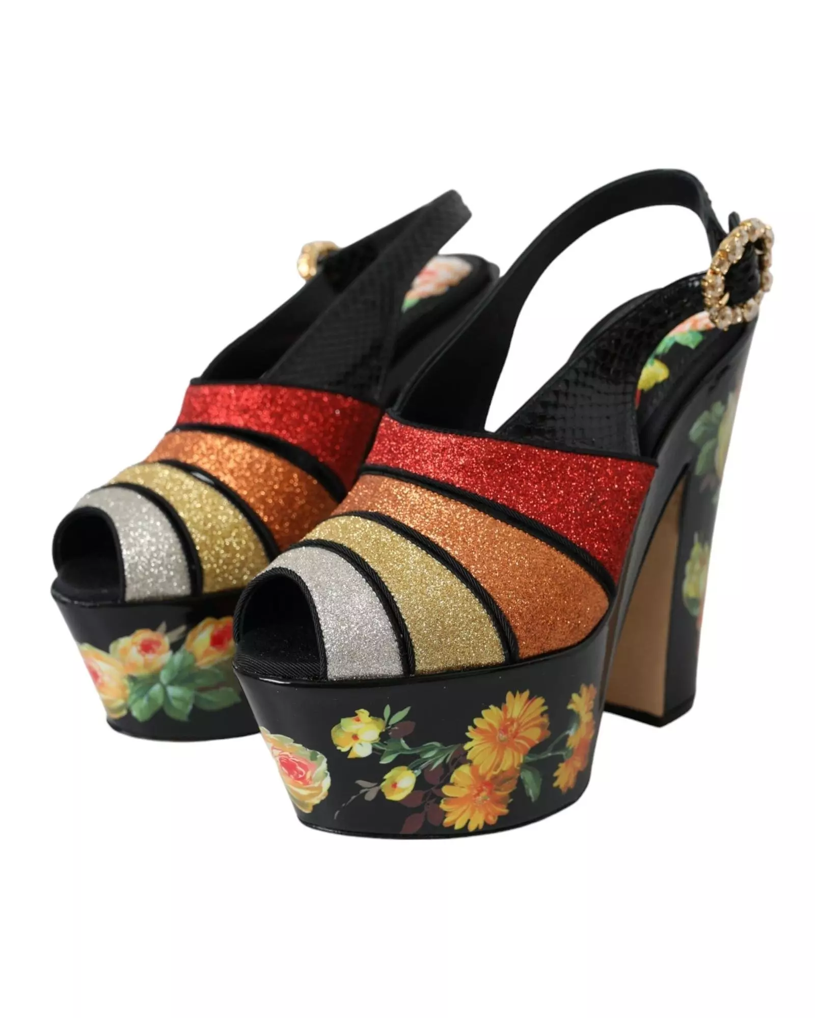 Multi Floral Platform Sandals Multicolor Glitter Wo Platforms alternative image