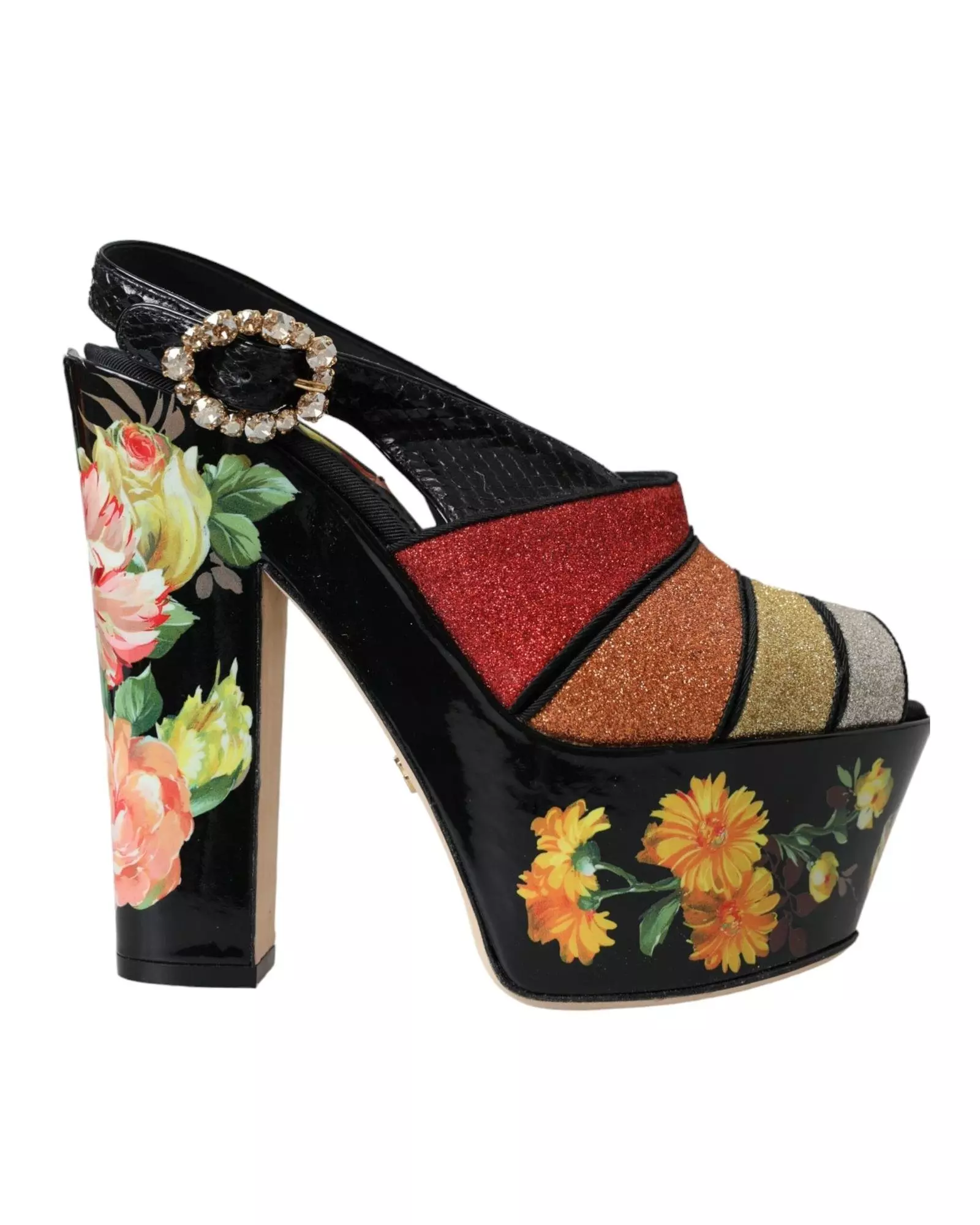 Multi Floral Platform Sandals Multicolor Glitter Wo Platforms alternative image