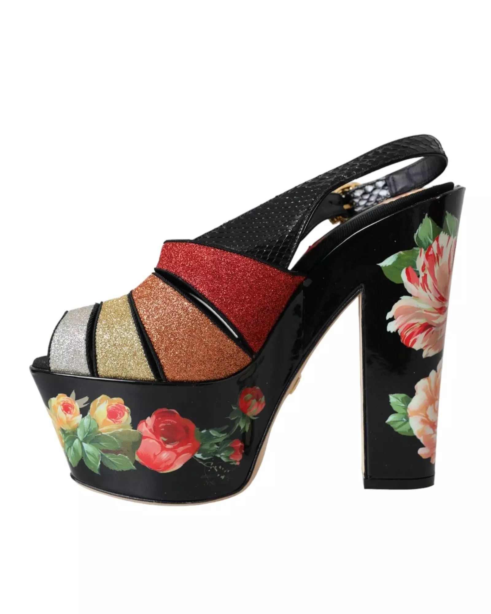 Multi Floral Platform Sandals Multicolor Glitter Wo Platforms alternative image