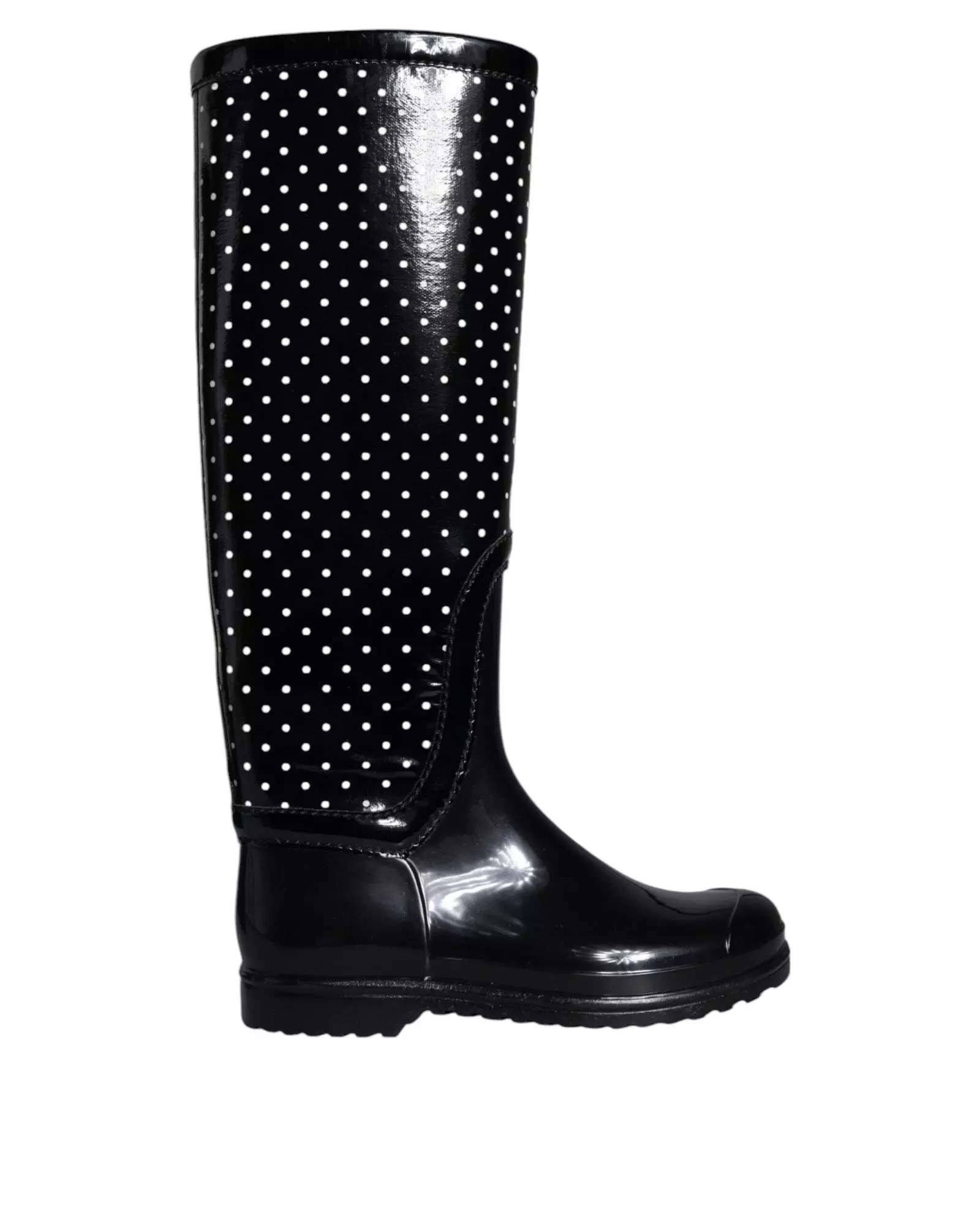 Preloved Polka Dot Knee High Flat Boots  - Black alternative image