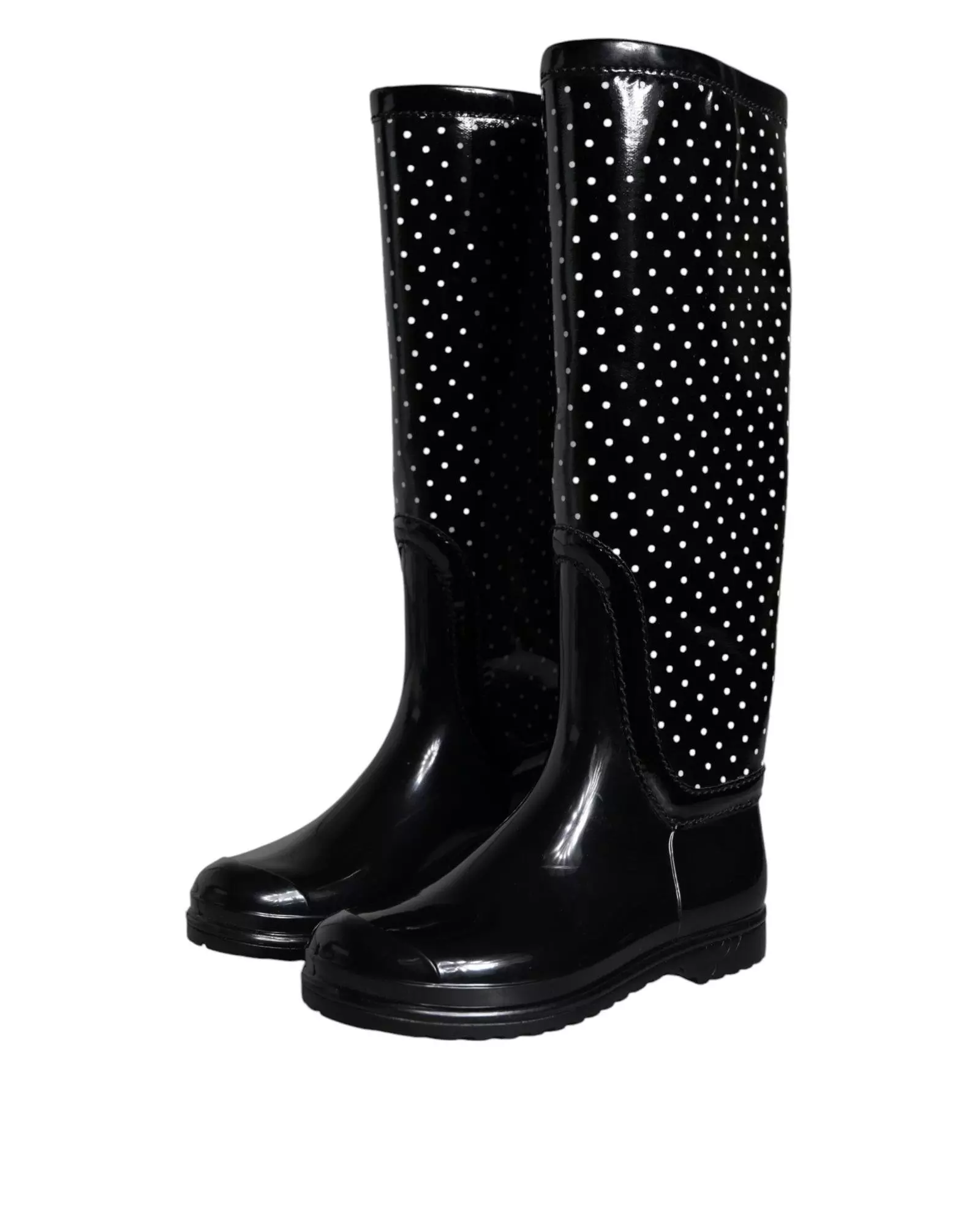 Preloved Polka Dot Knee High Flat Boots  - Black alternative image