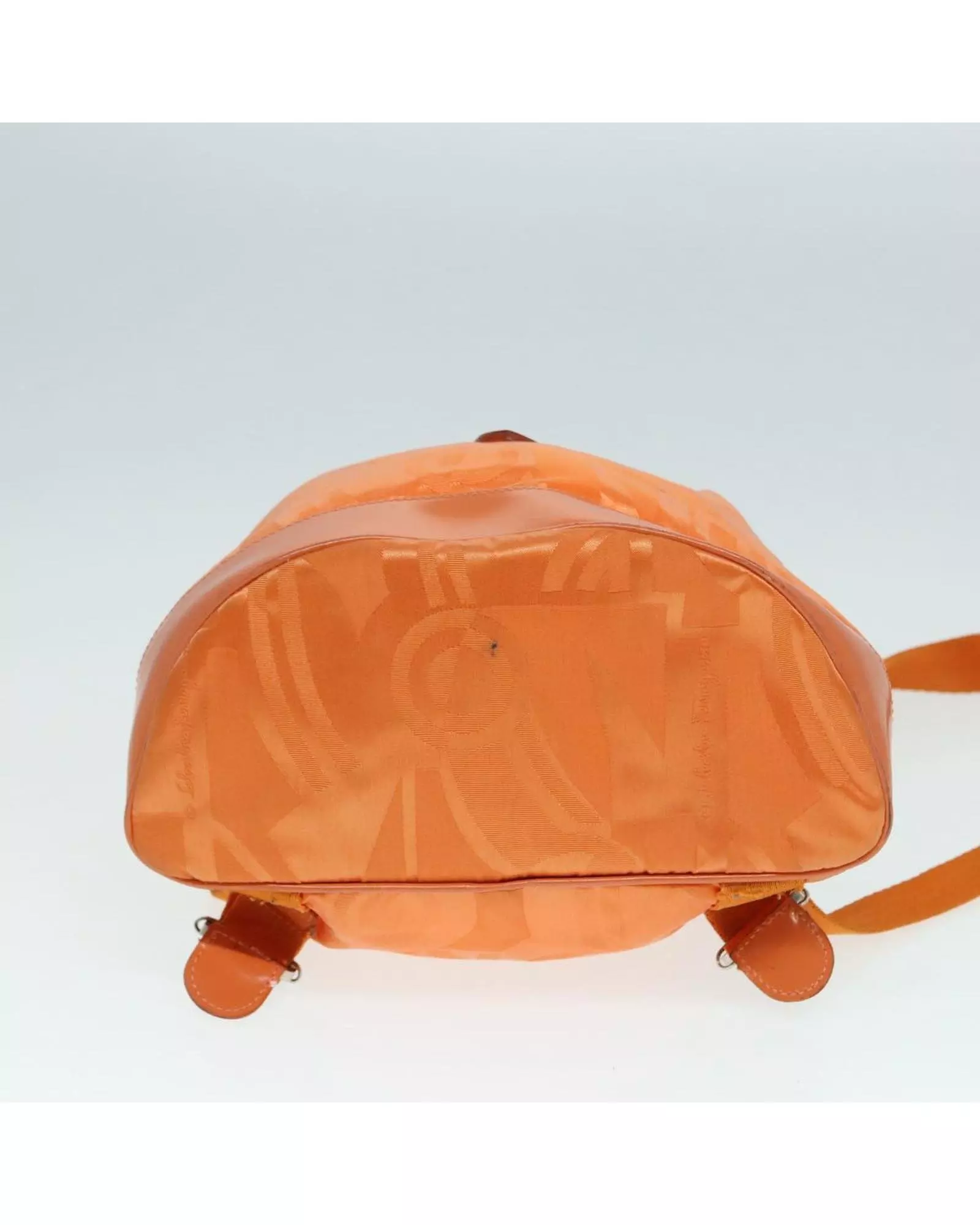Preloved Drawstring Backpack Leather Trim Women - Orange alternative image