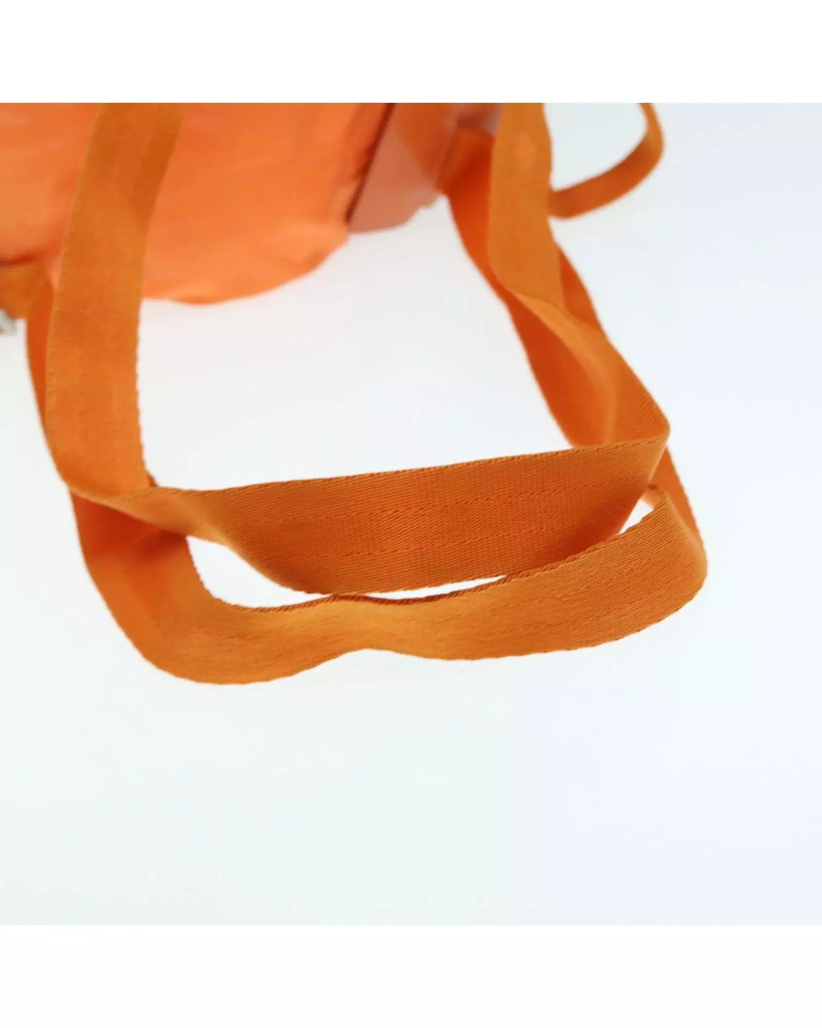 Preloved Drawstring Backpack Leather Trim Women - Orange alternative image