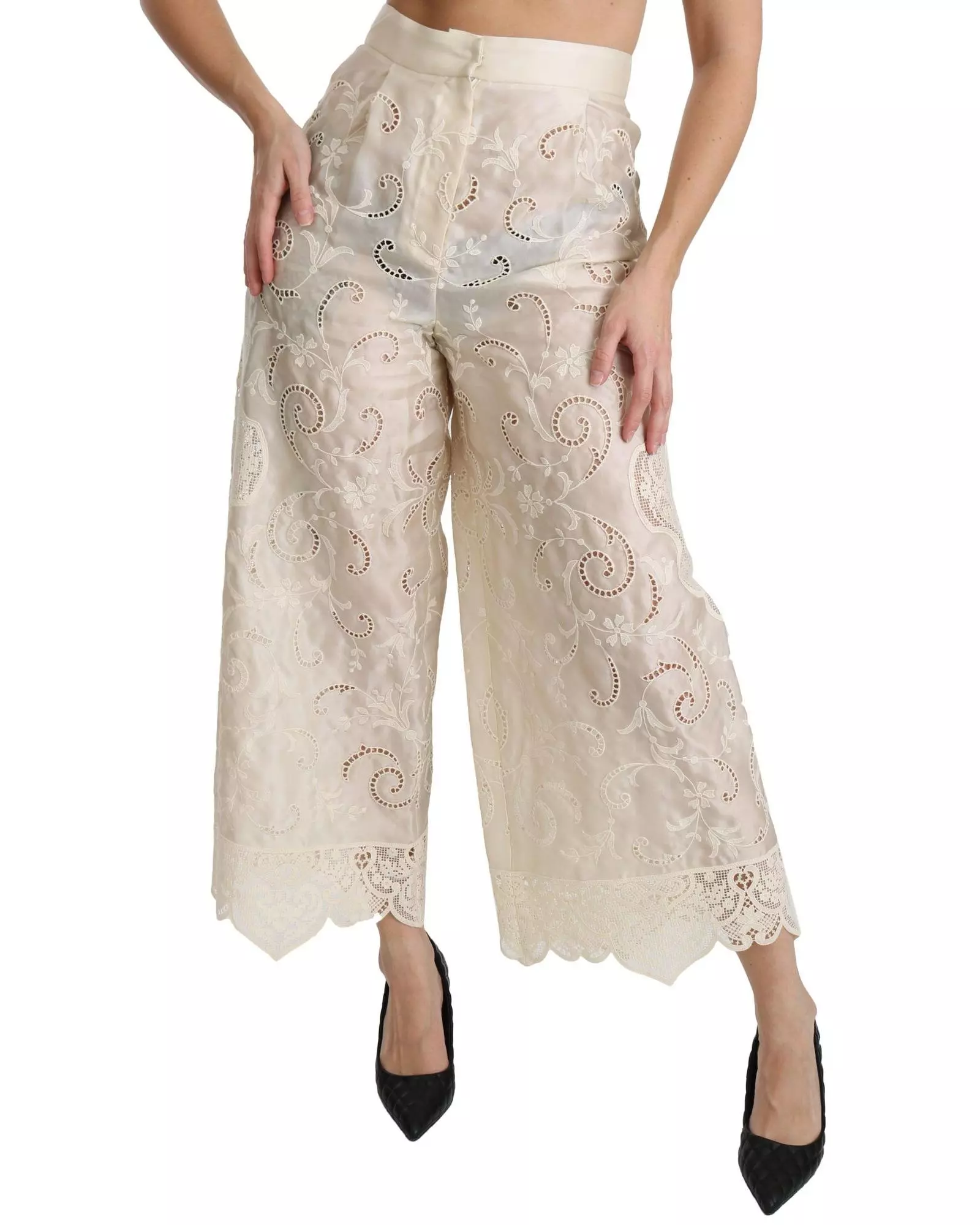 パンツ DOLCE & GABBANA CHIFFON WIDE-LEG PANTS Silk chiffon wide-leg pants in Black for Women