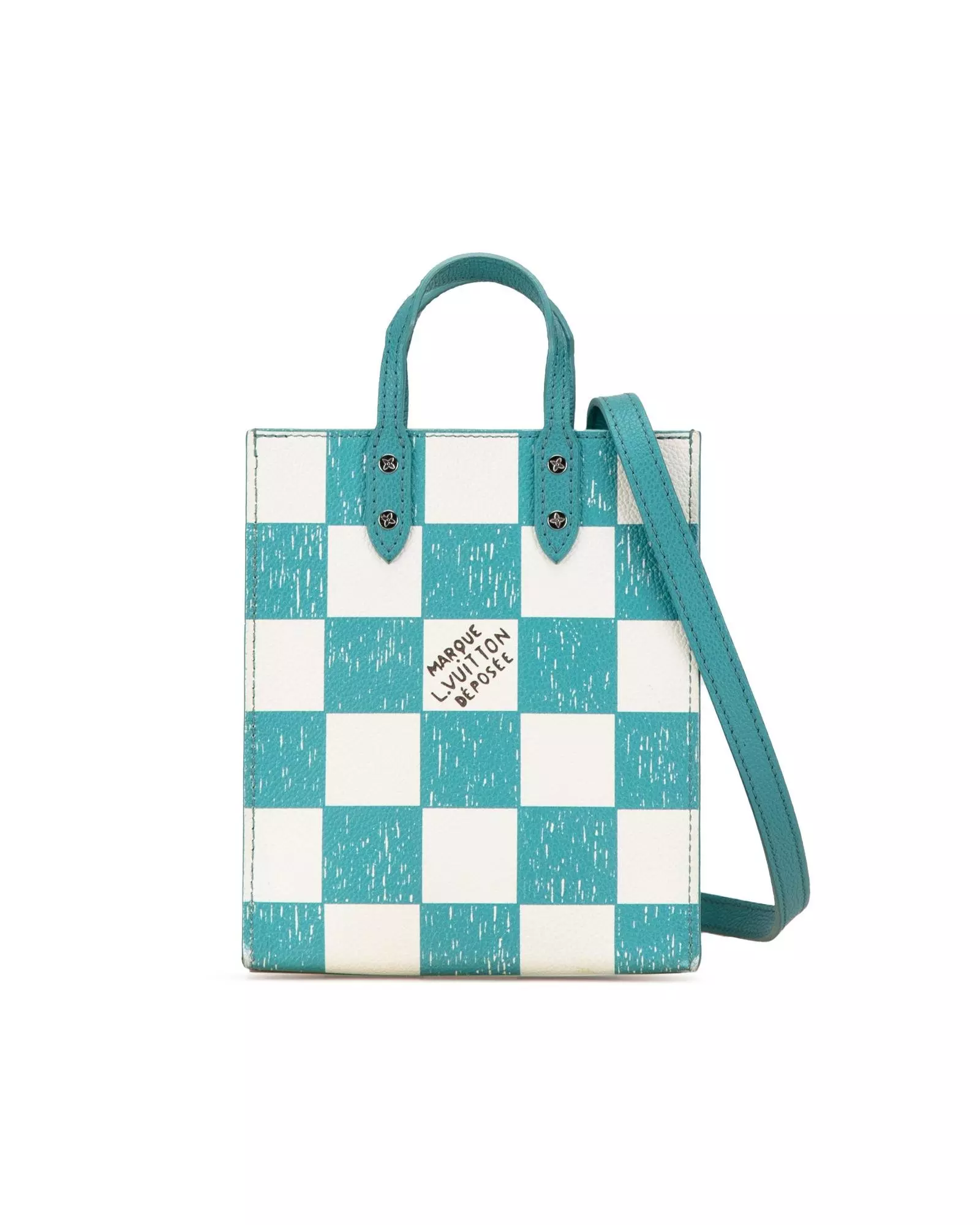 Louis vuitton blue checkered bag on sale