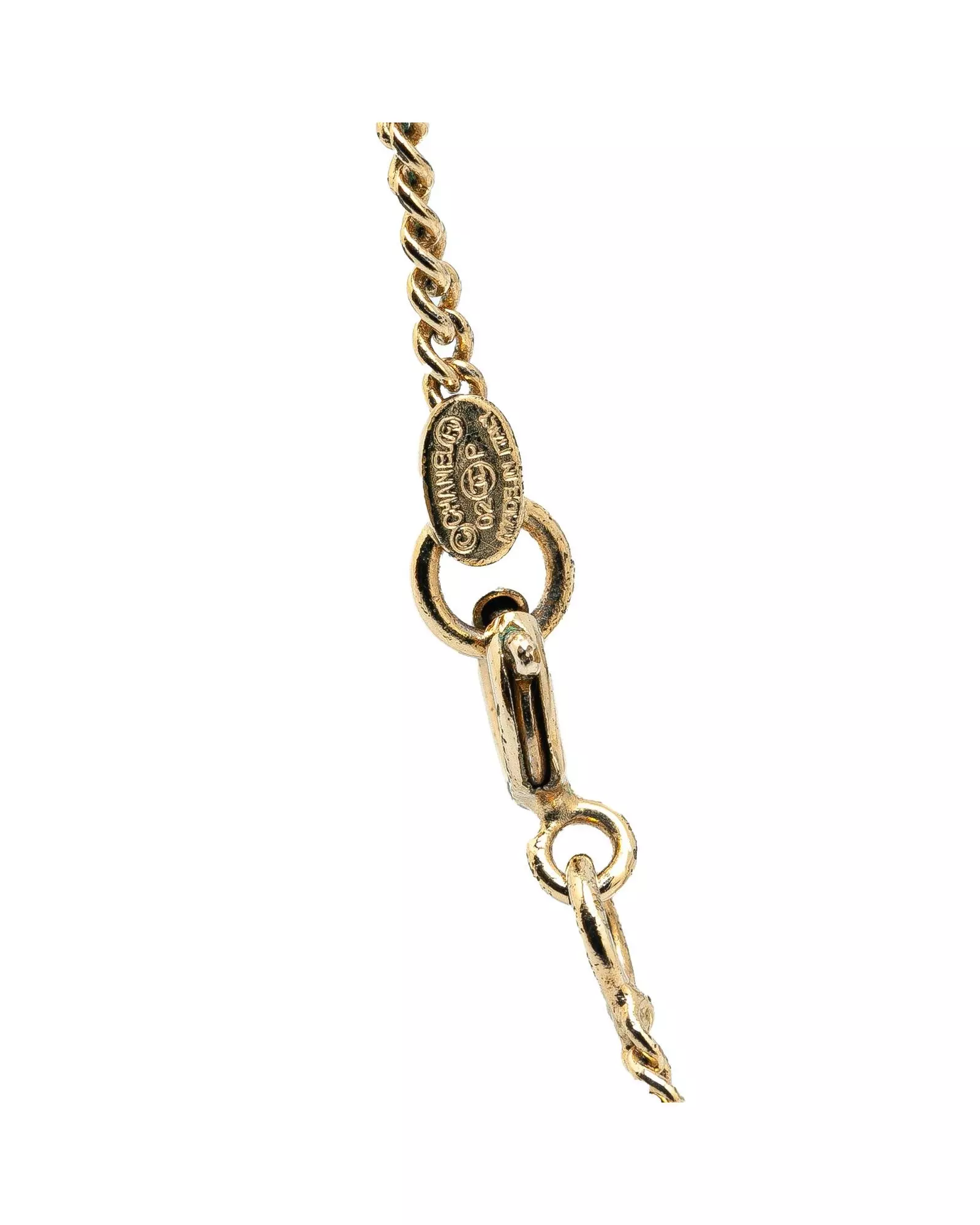 Preloved CC Logo Pendant Necklace Square Style Wo - Gold Costume alternative image