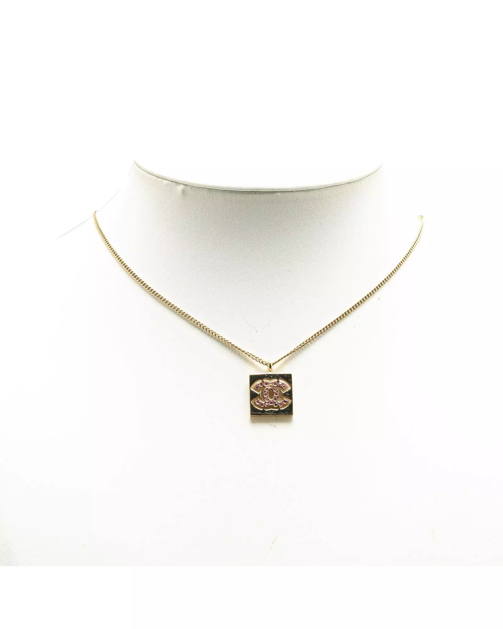 Preloved CC Logo Pendant Necklace Square Style Wo - Gold Costume alternative image