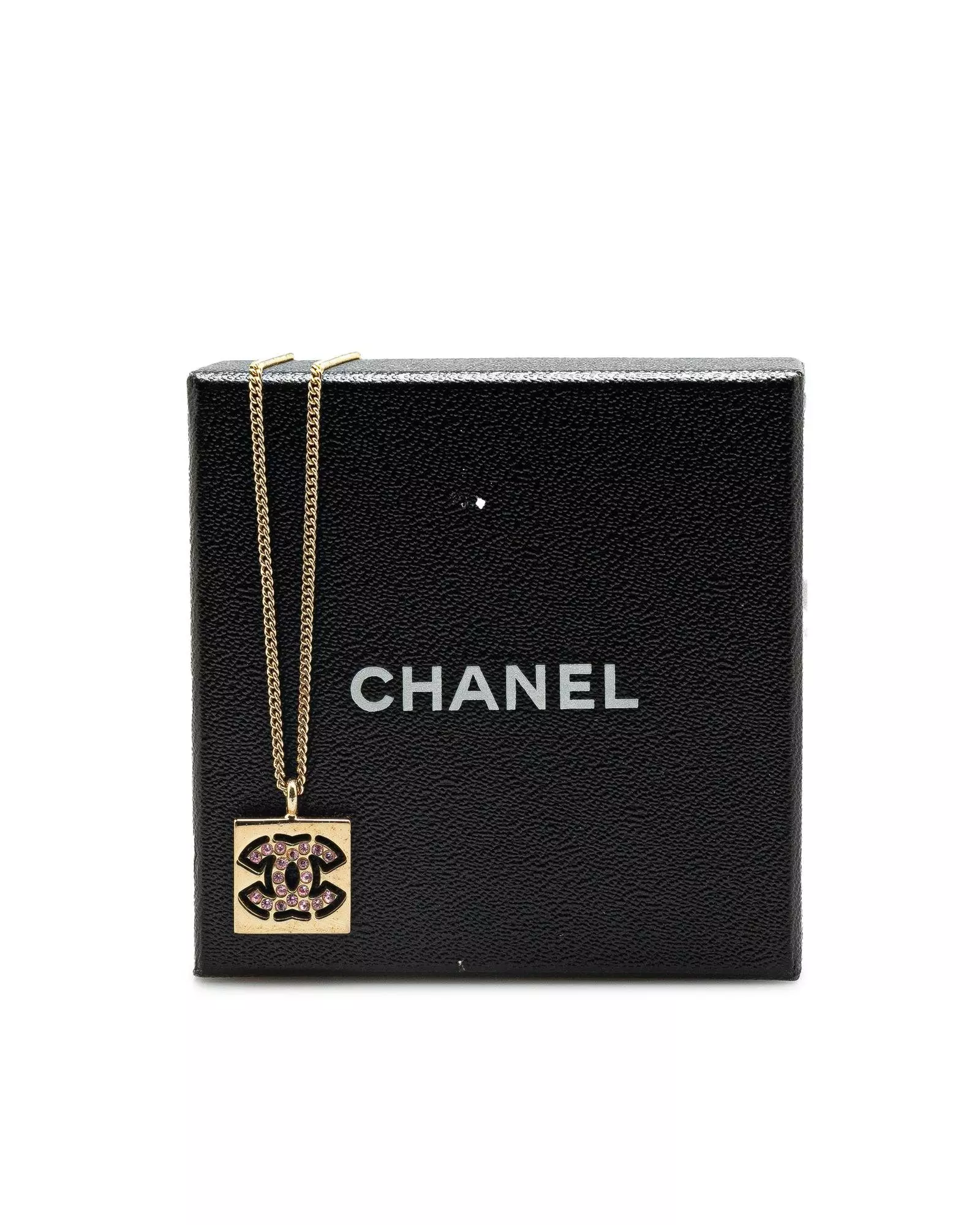 Preloved CC Logo Pendant Necklace Square Style Wo - Gold Costume alternative image