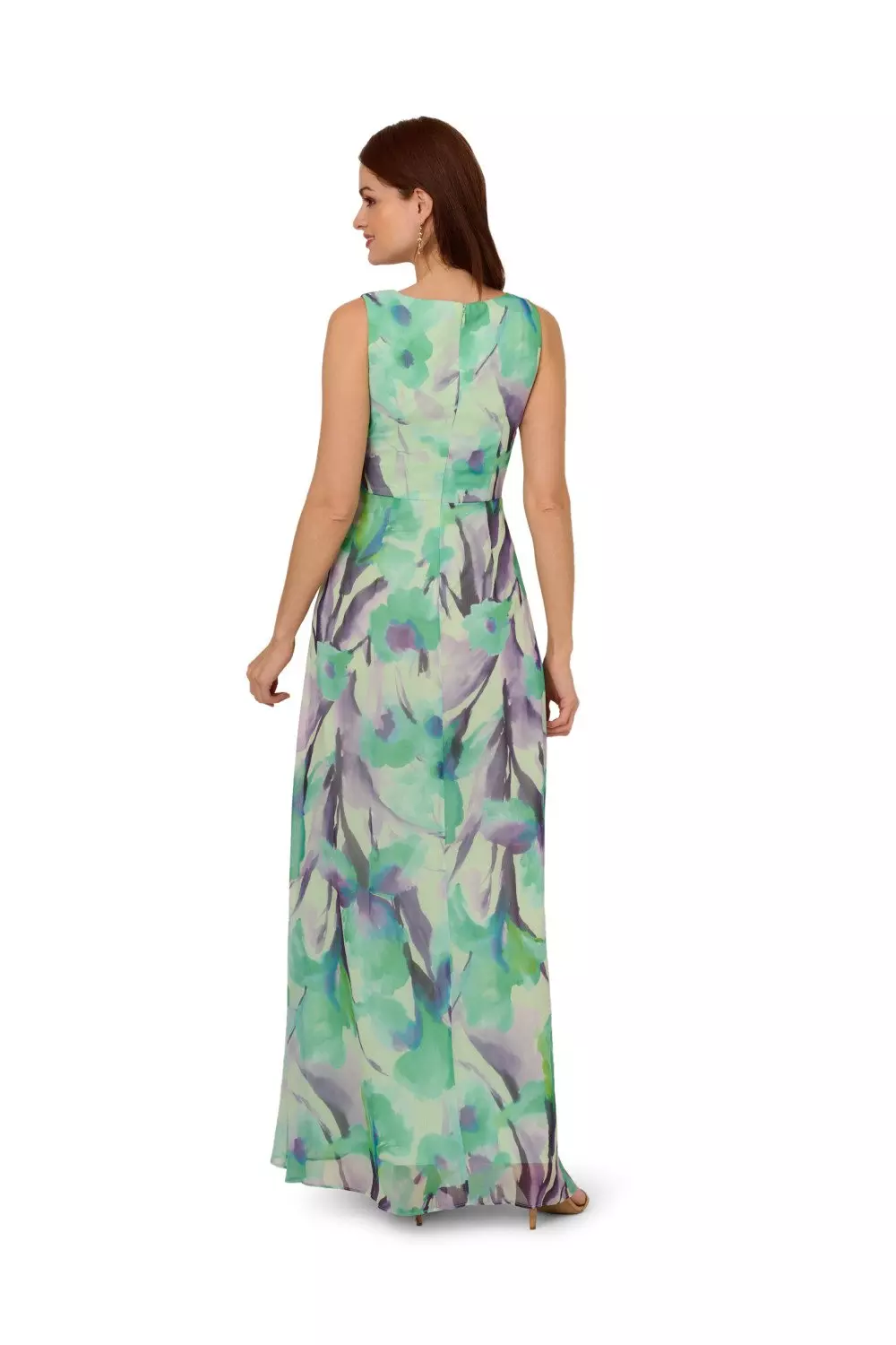 【海外限定】AdriannaPapell ドレス☆Green Draped Floral Chiff Adrianna Papell Draped Floral Chiffon Gown | Karen Millen