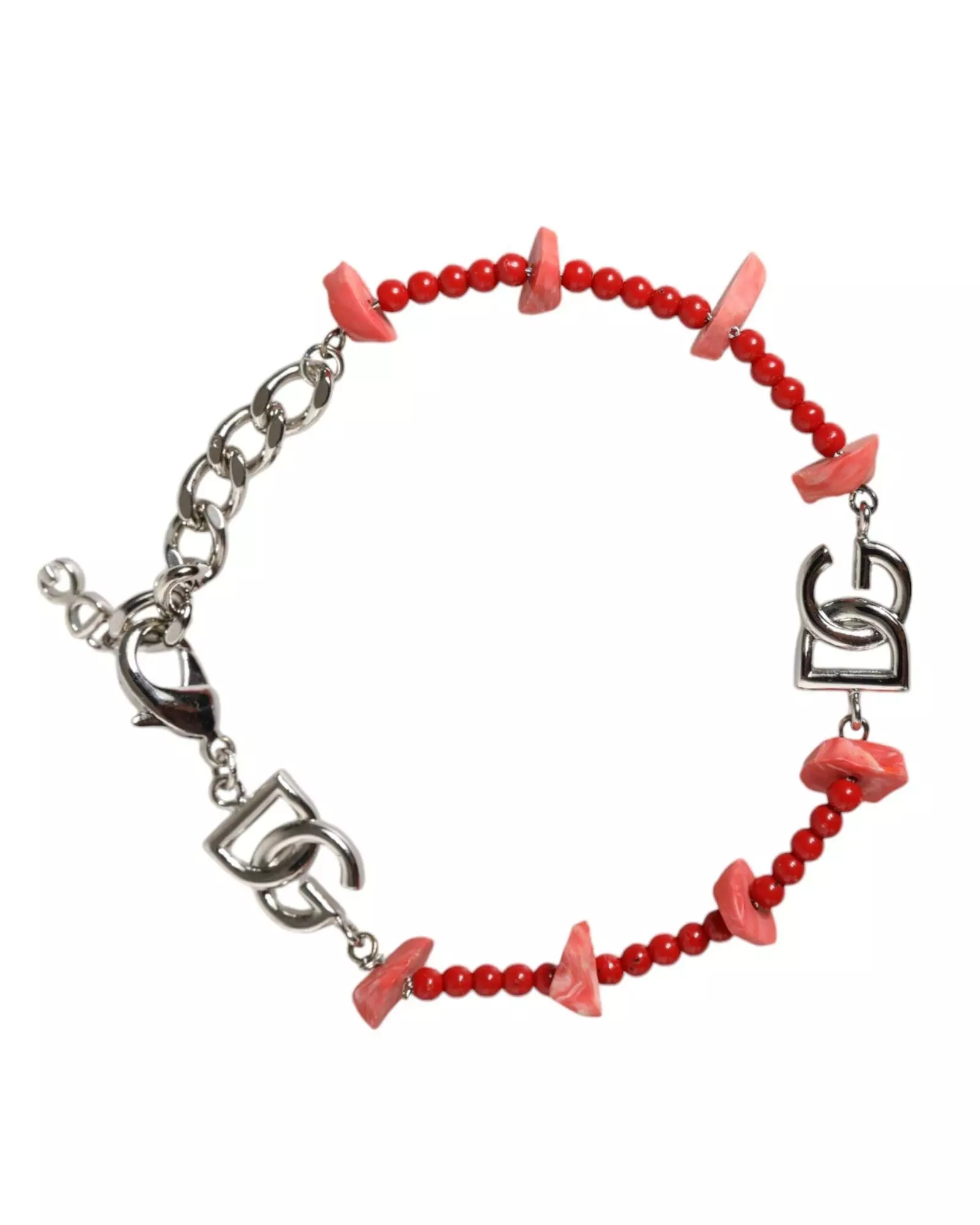 Tone Brass Beaded Resin DG Logo Chain Bracelet Women - Silver alternative image