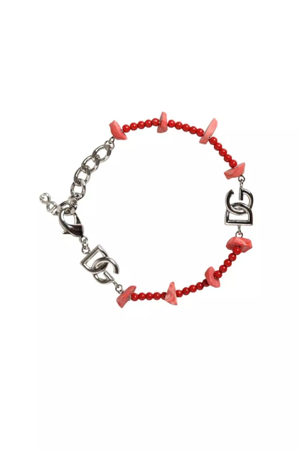 Tone Brass Beaded Resin DG Logo Chain Bracelet Women - Silver alternative image