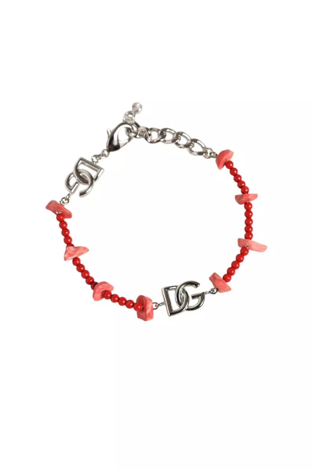 Tone Brass Beaded Resin DG Logo Chain Bracelet Women - Silver alternative image