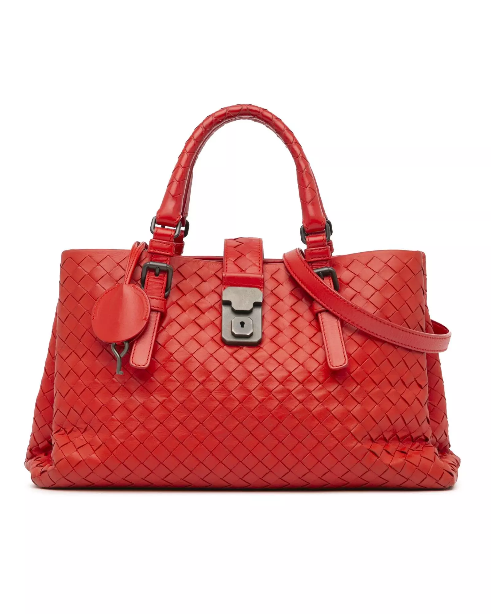 Preloved Cabat Intrecciato Woven Leather Tote Bag Red Karen Millen