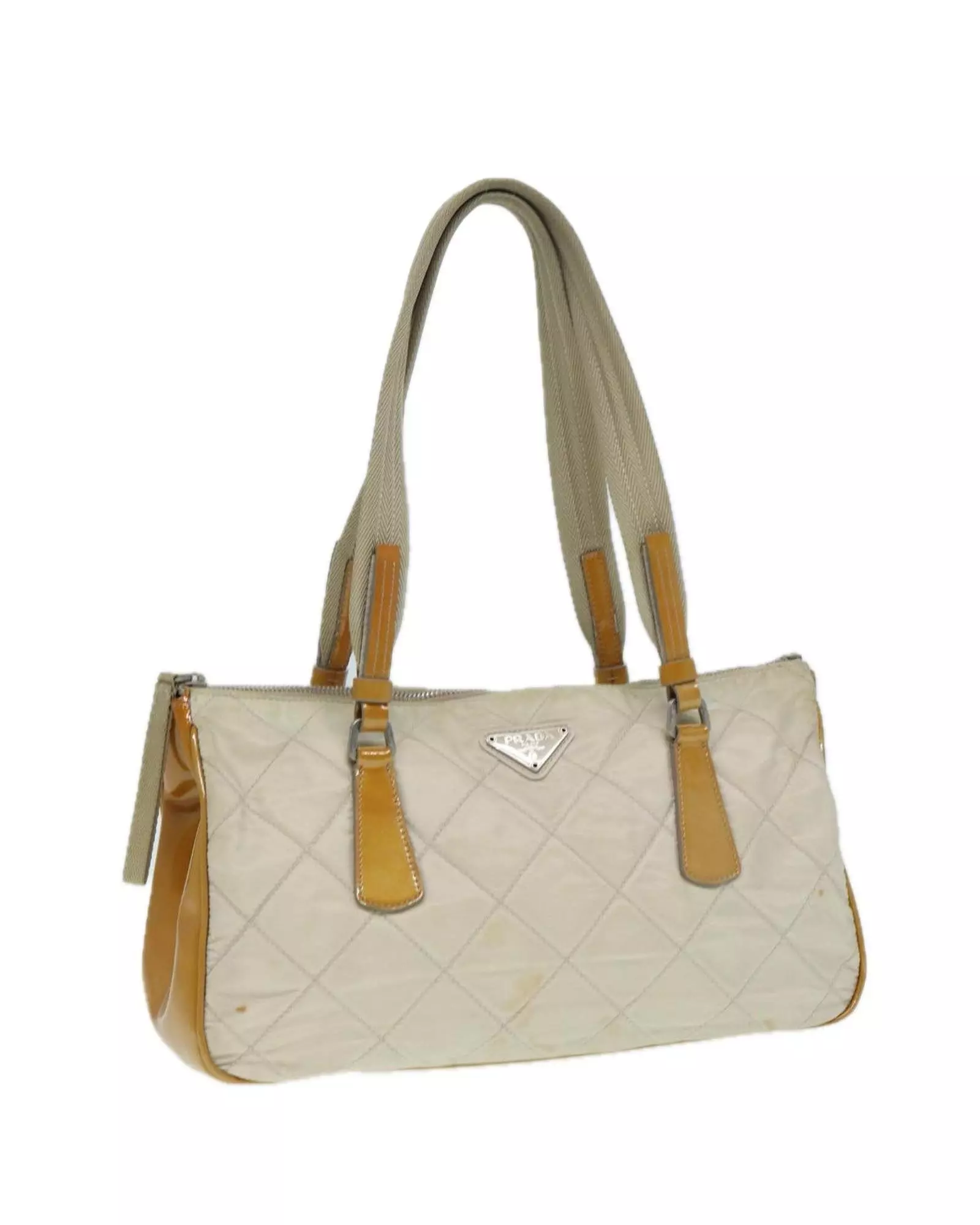 Beige Preloved Quilted Tote Bag BeigeMustard Wo Shoulder Bags alternative image