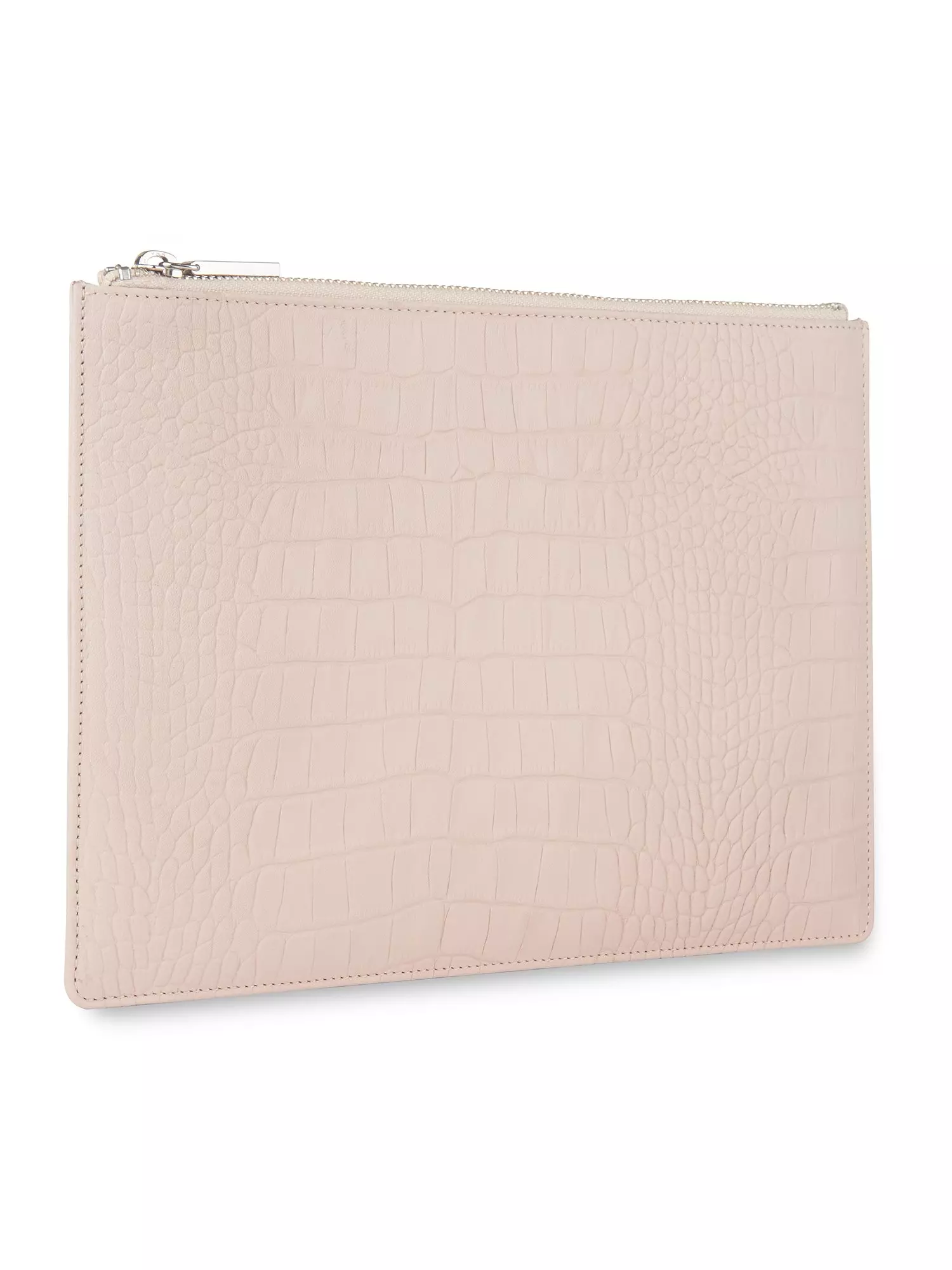 Natural Matte Croc Medium Clutch- alternative image
