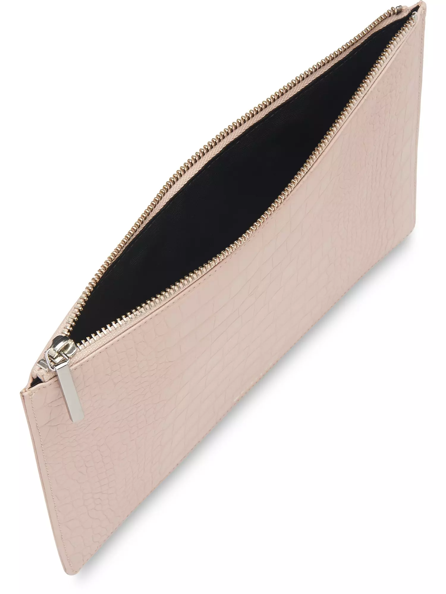 Natural Matte Croc Medium Clutch- alternative image