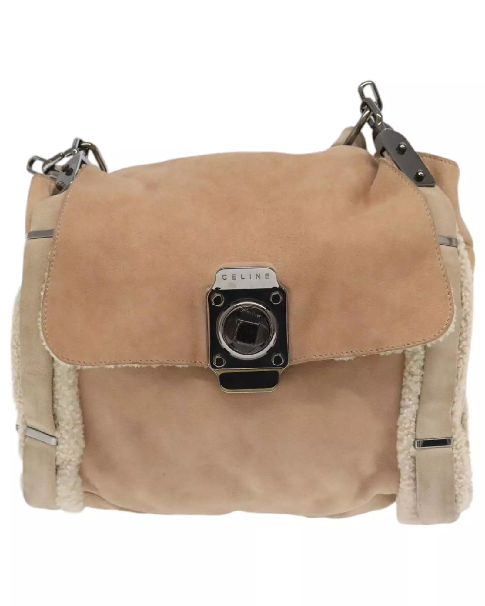 Preloved Suede Shearling Shoulder Bag Women - Beige alternative image