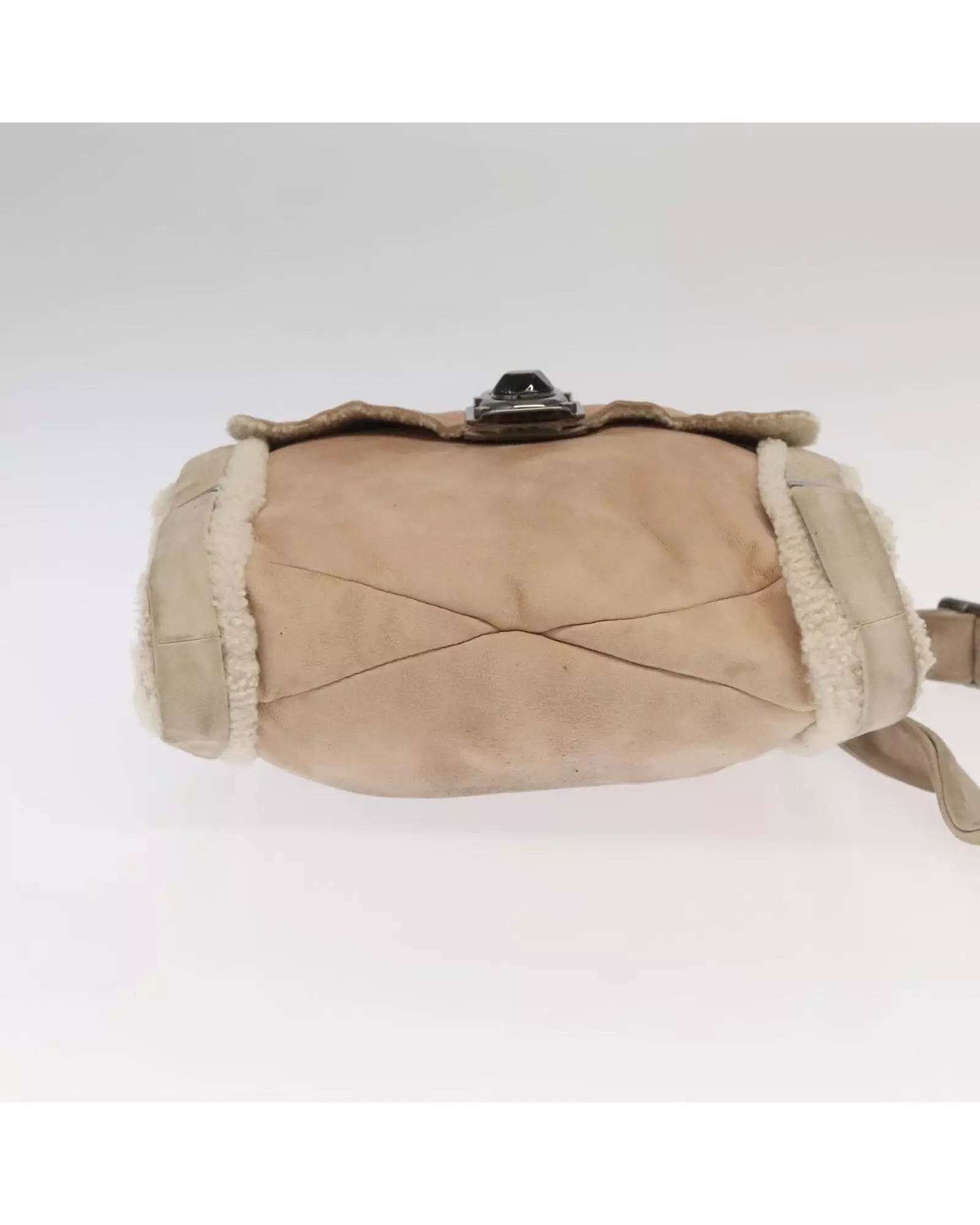 Preloved Suede Shearling Shoulder Bag Women - Beige alternative image