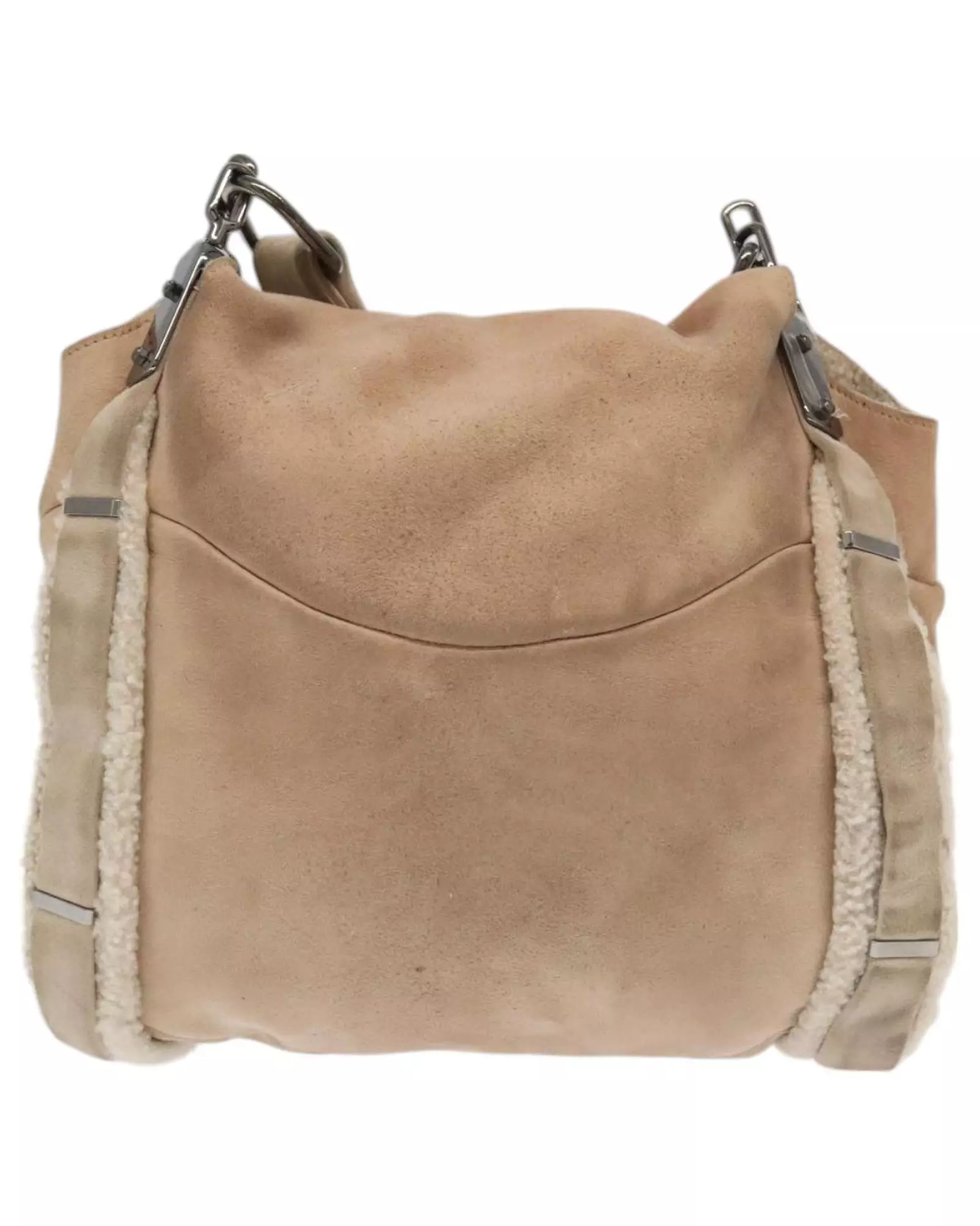 Preloved Suede Shearling Shoulder Bag Women - Beige alternative image