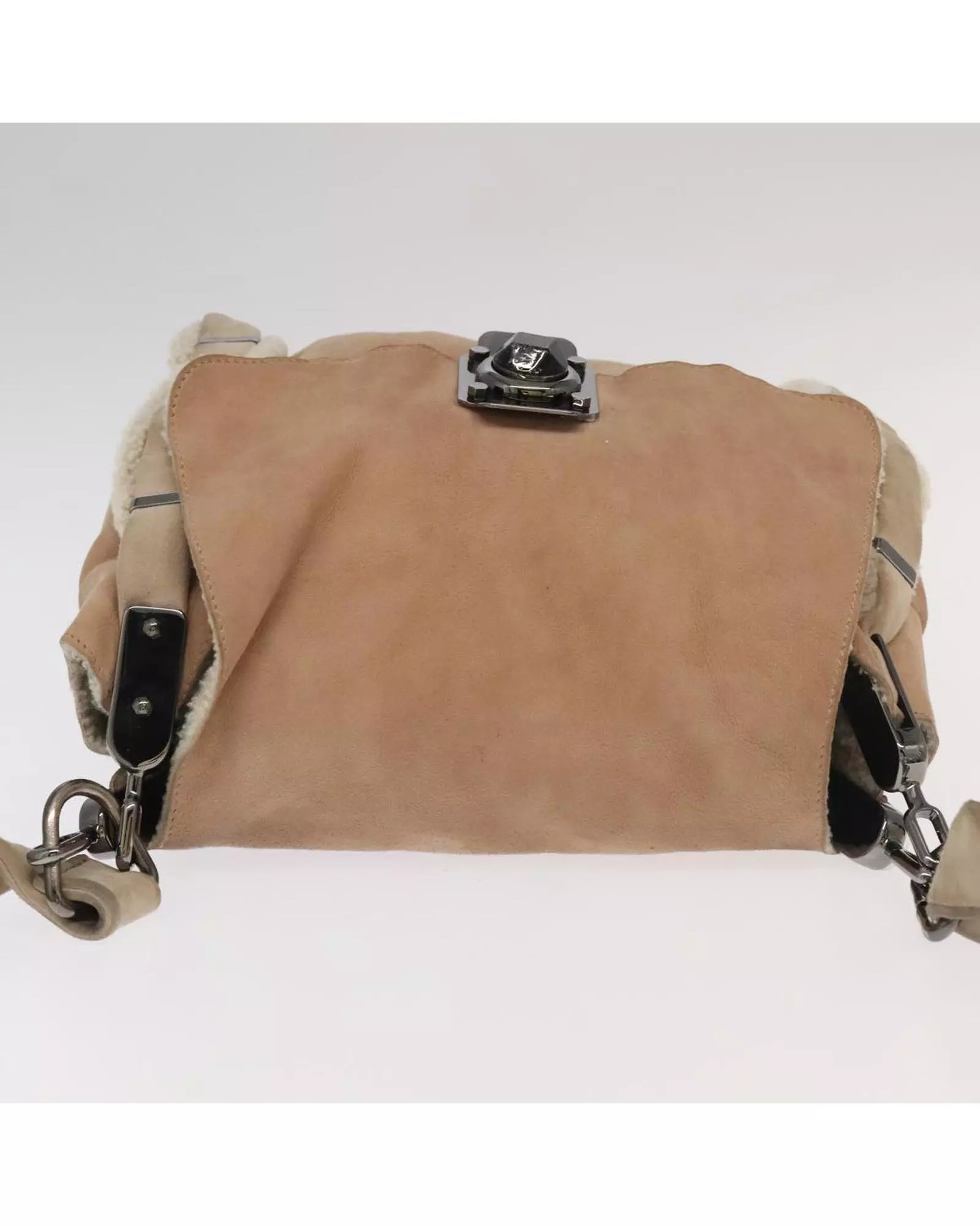 Preloved Suede Shearling Shoulder Bag Women - Beige alternative image