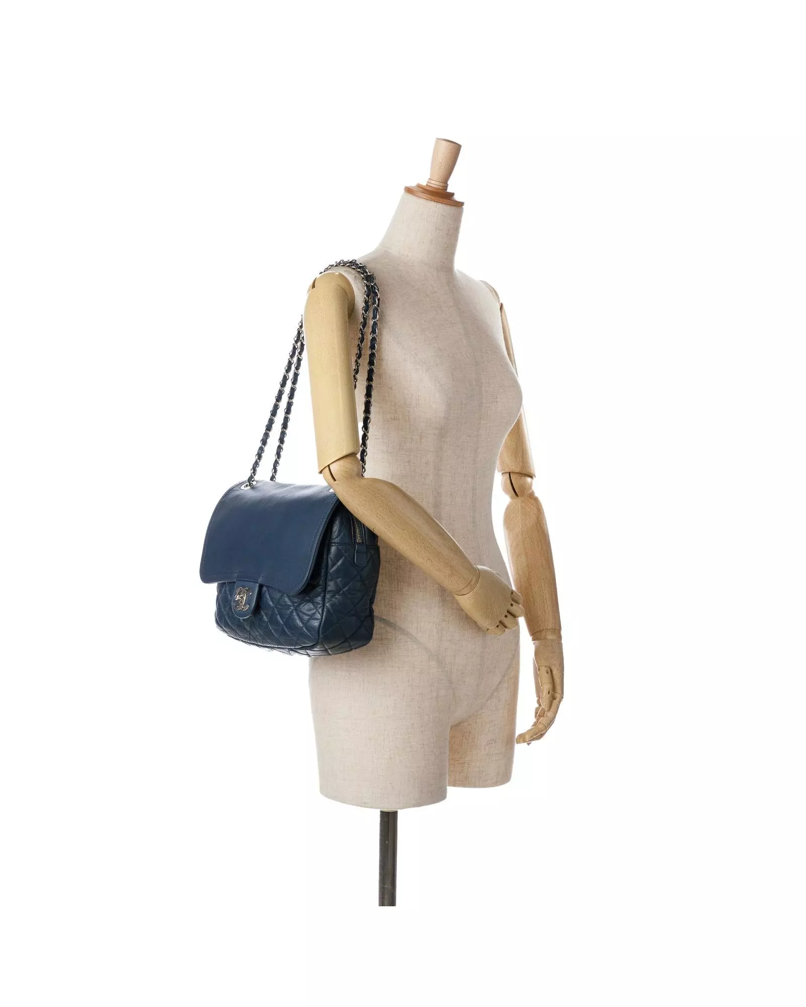 Preloved Classic Flap Bag Quilted Leather Wo - Blue Shoulder Bags alternative image