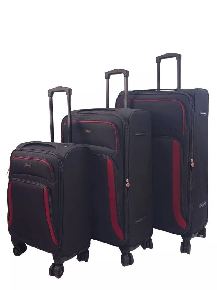 True black Soft 3 pcs Luggage 8 Wheel Light Travel Suitcase Set alternative image