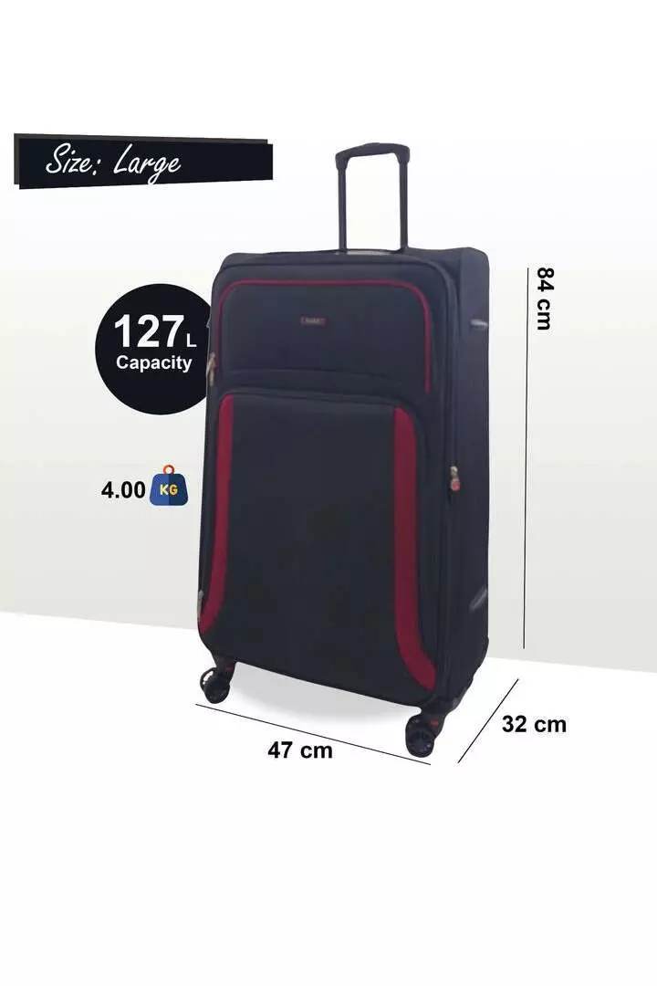 True black Soft 3 pcs Luggage 8 Wheel Light Travel Suitcase Set alternative image