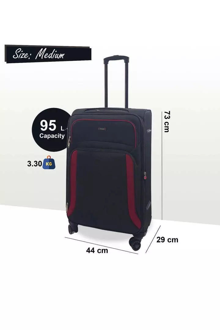 True black Soft 3 pcs Luggage 8 Wheel Light Travel Suitcase Set alternative image