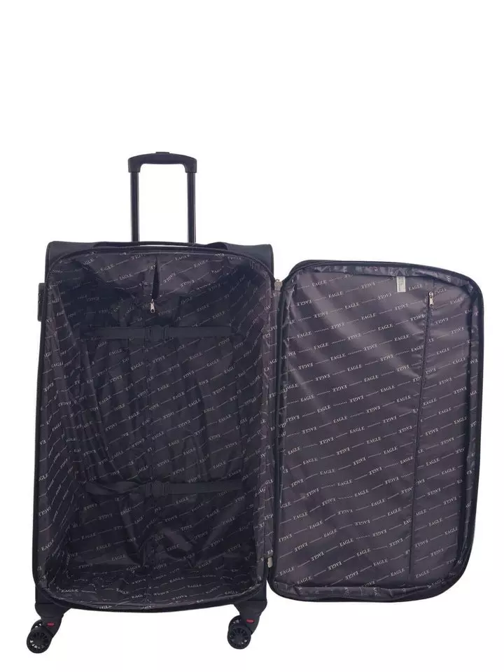 True black Soft 3 pcs Luggage 8 Wheel Light Travel Suitcase Set alternative image