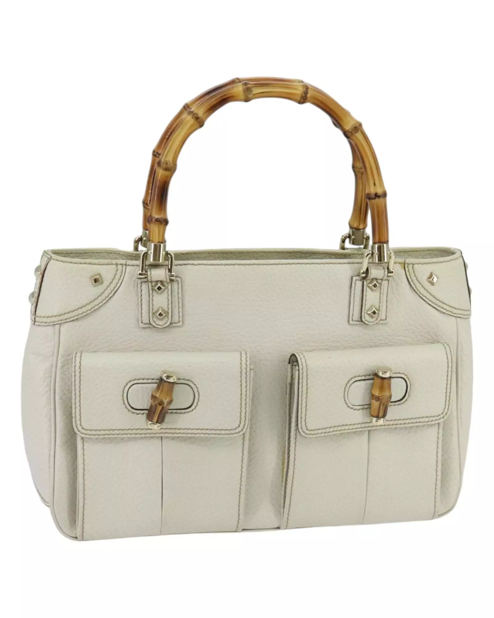 Preloved Bamboo Shopper Tote Medium Wo - White Handbags alternative image