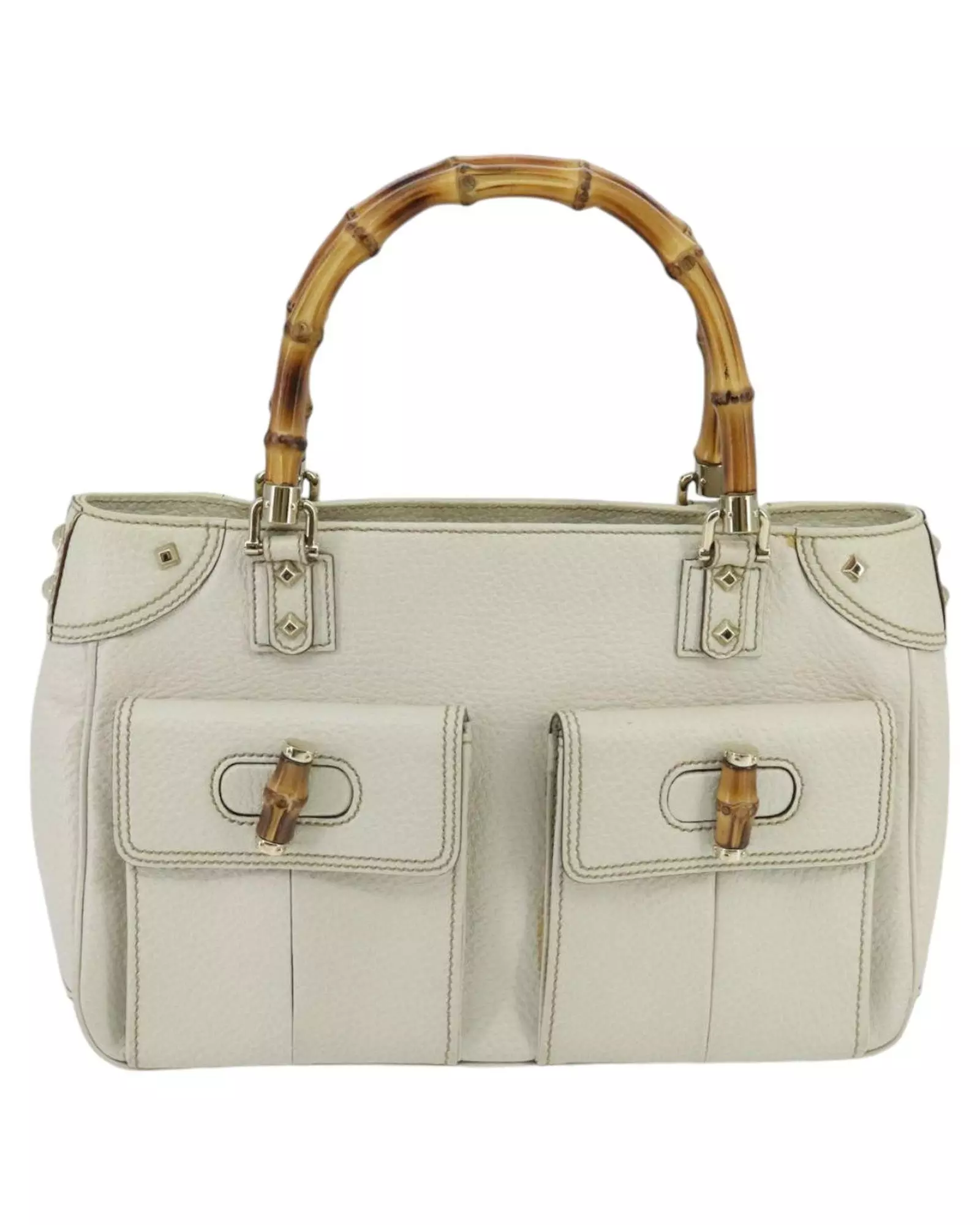 Preloved Bamboo Shopper Tote Medium Wo - White Handbags alternative image