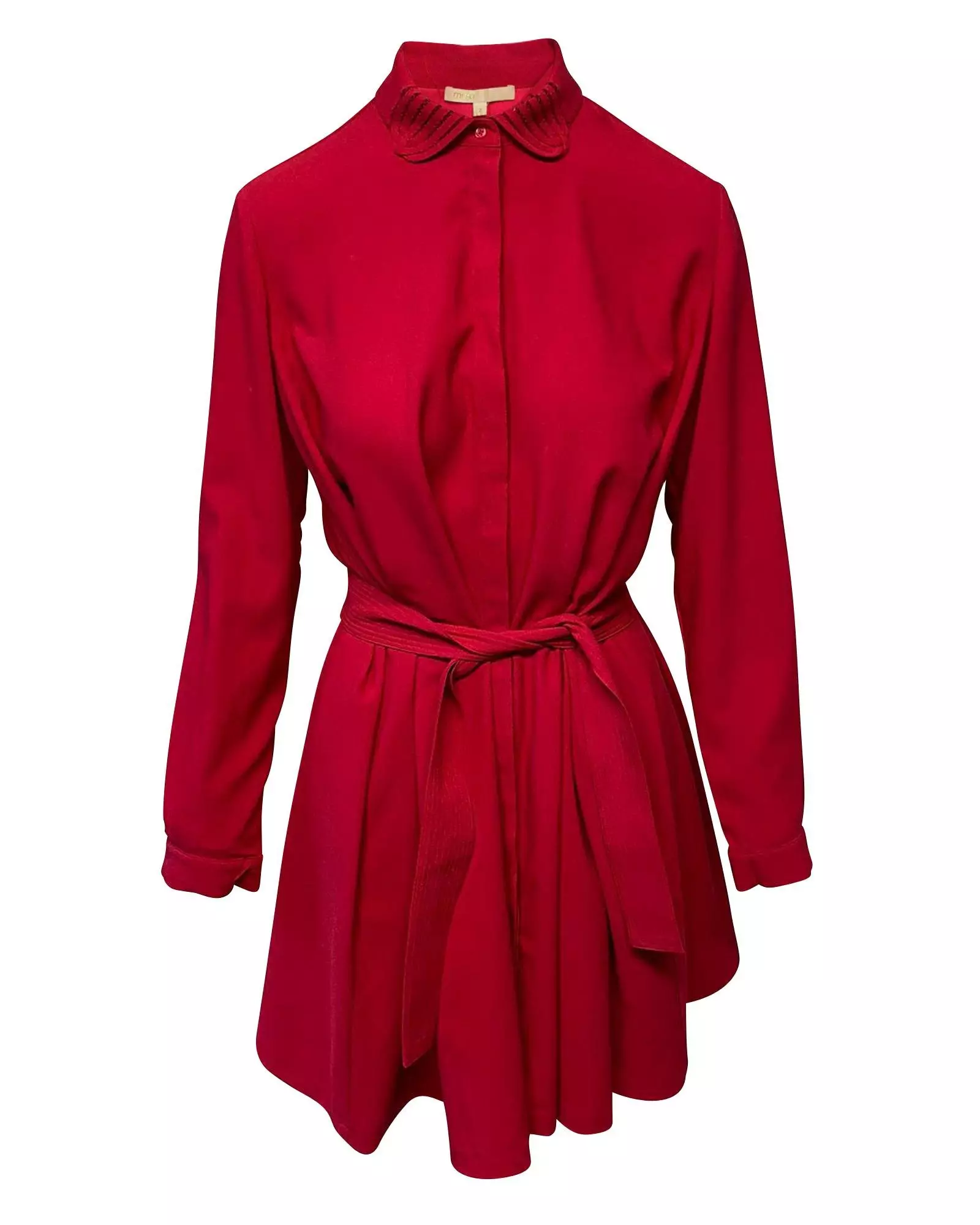 Preloved Shirt Dress with Belt Wo - Red Midi alternative image