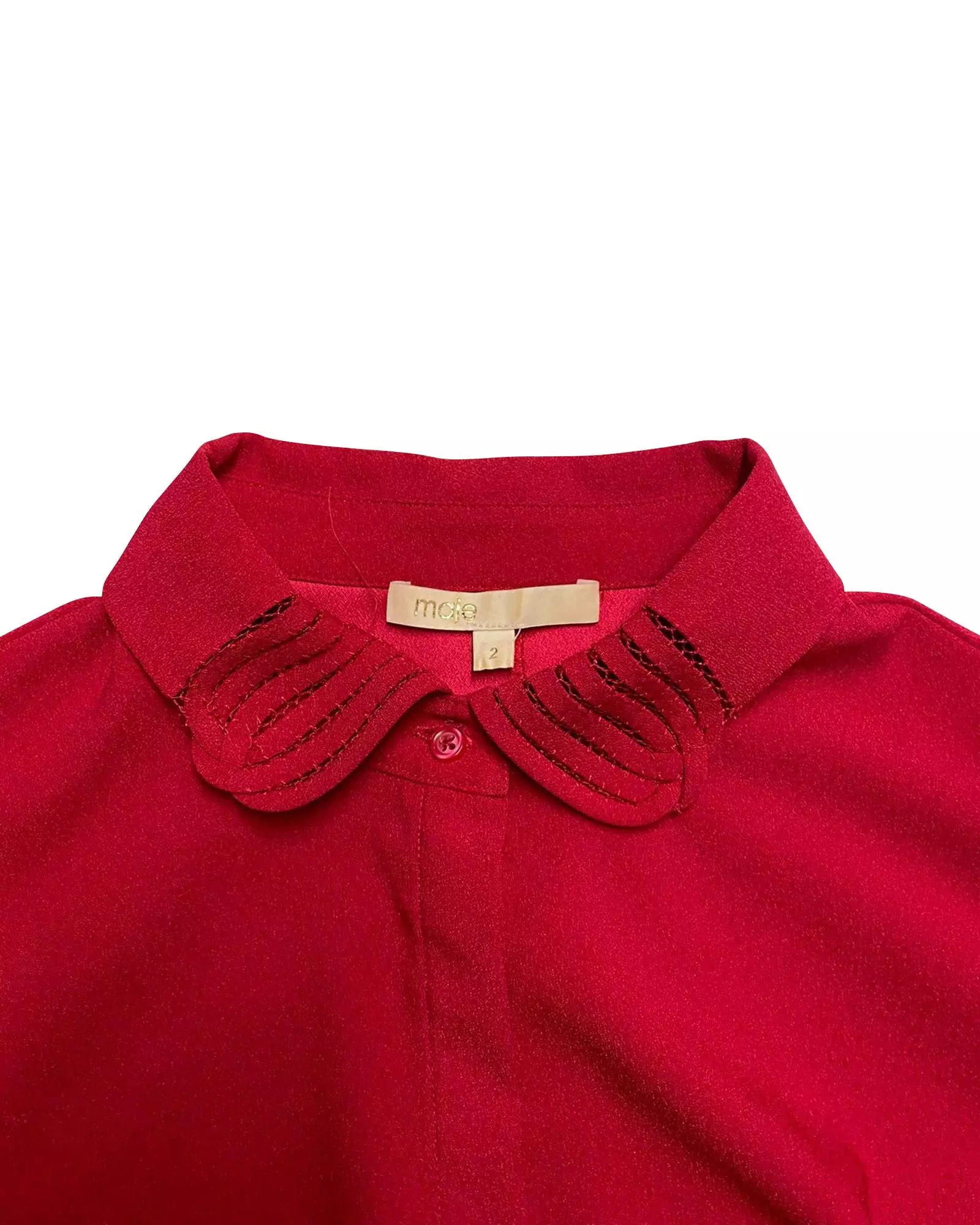 Preloved Shirt Dress with Belt Wo - Red Midi alternative image