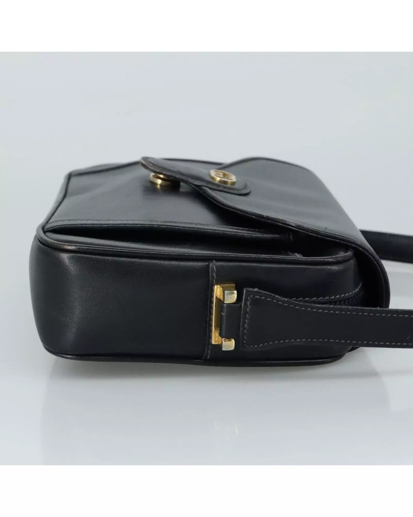 Preloved Vintage Leather Shoulder Bag Women - Navy alternative image