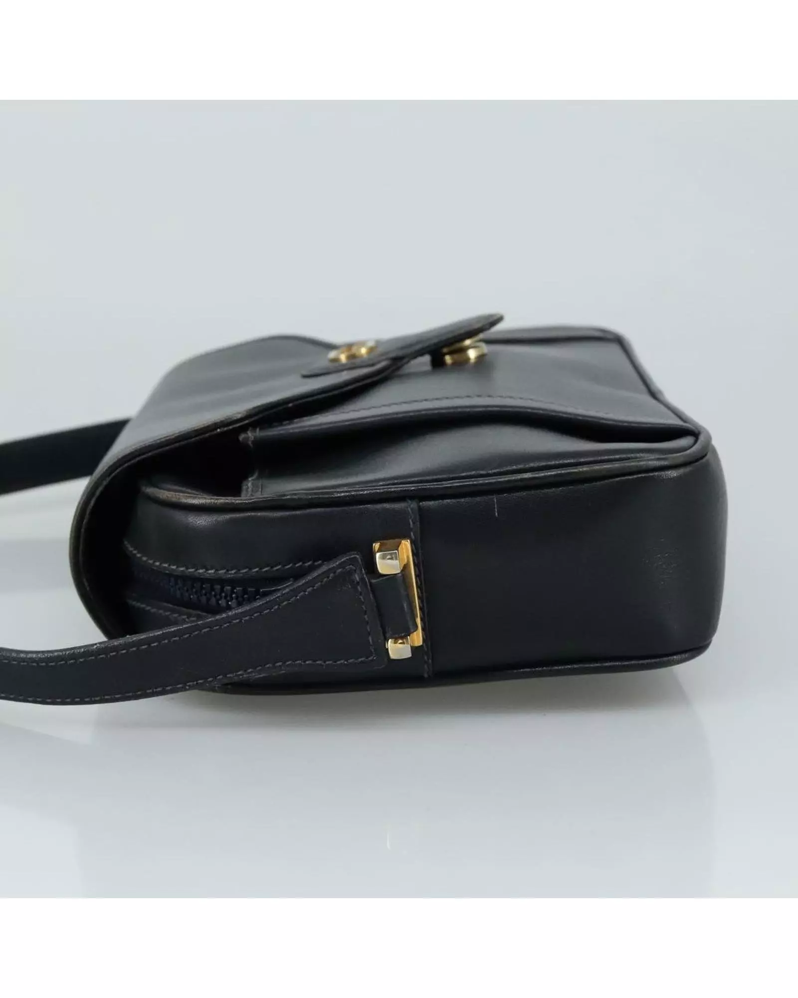 Preloved Vintage Leather Shoulder Bag Women - Navy alternative image