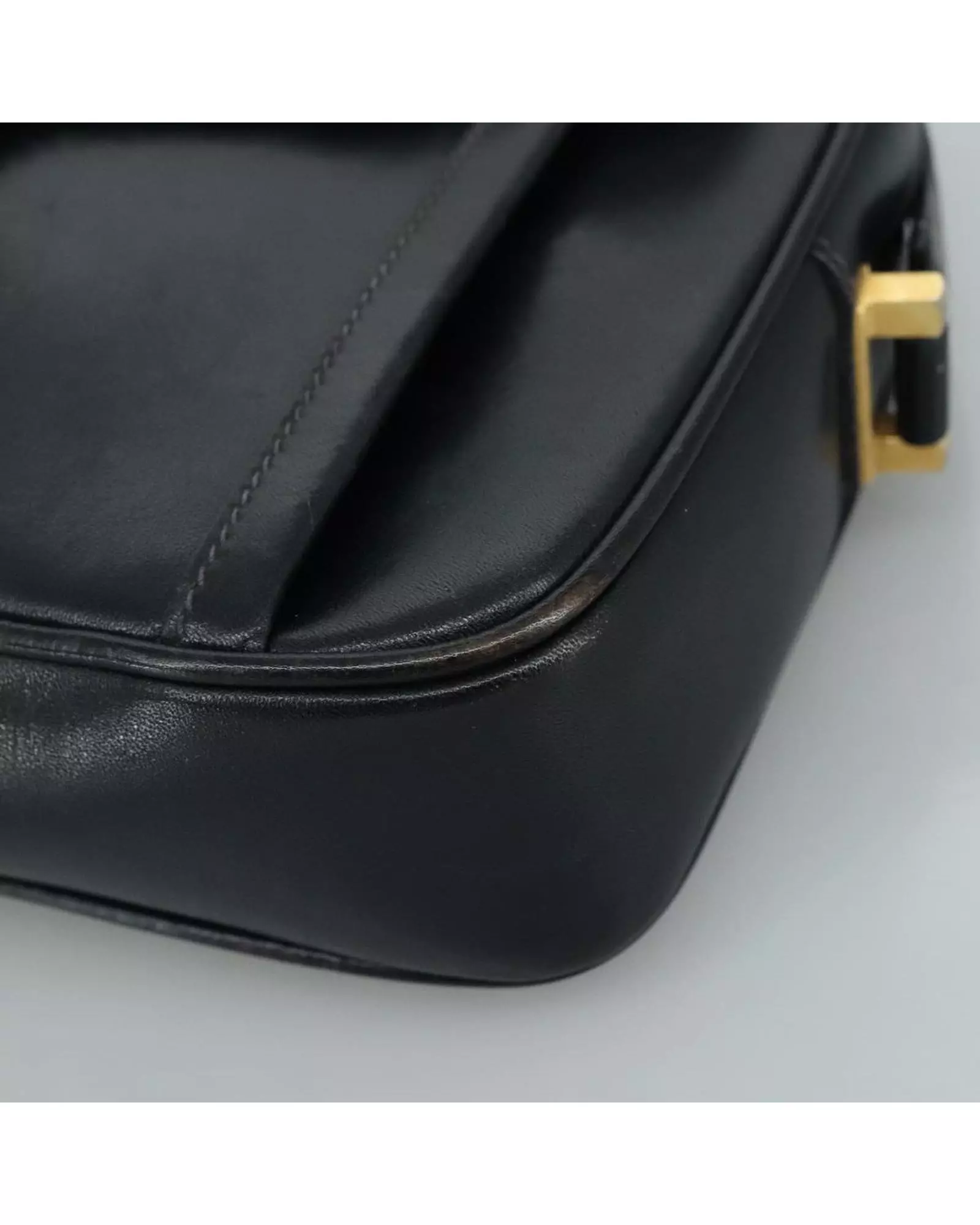 Preloved Vintage Leather Shoulder Bag Women - Navy alternative image